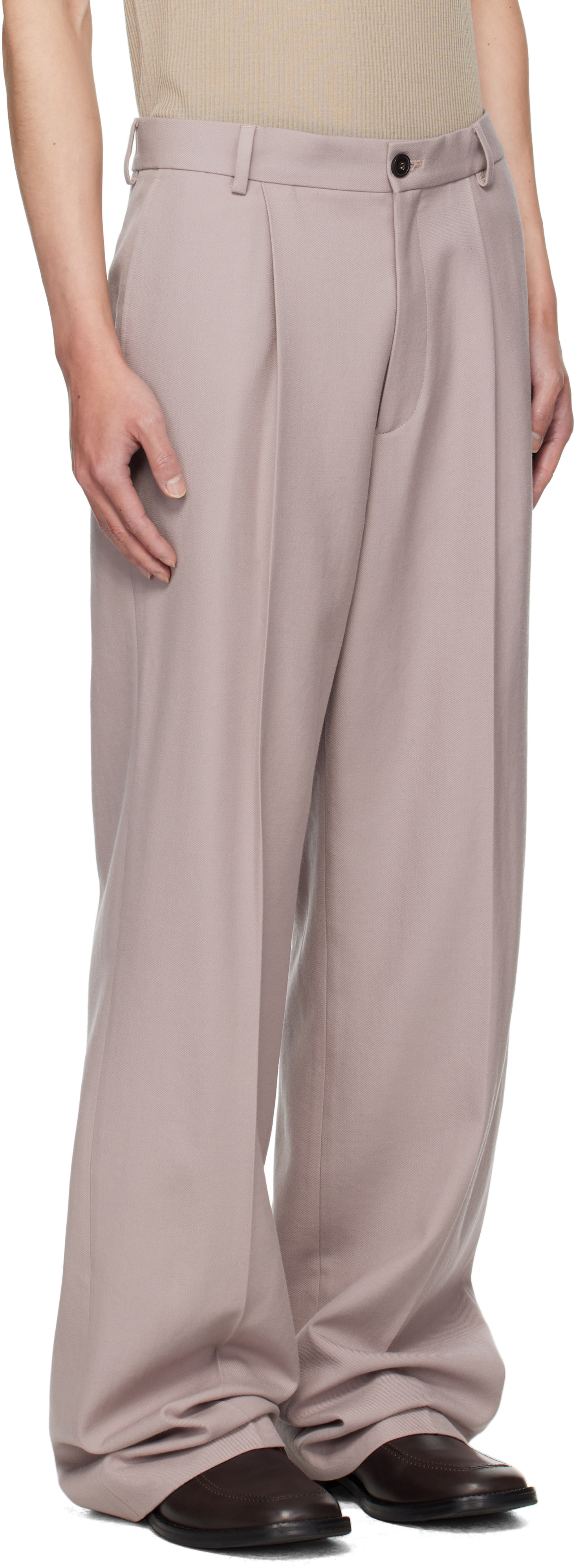 DRIES VAN NOTEN ラベンダーカジュアルパンツ 34サイズ Dries Van Noten: Purple Pleated Trousers | SSENSE