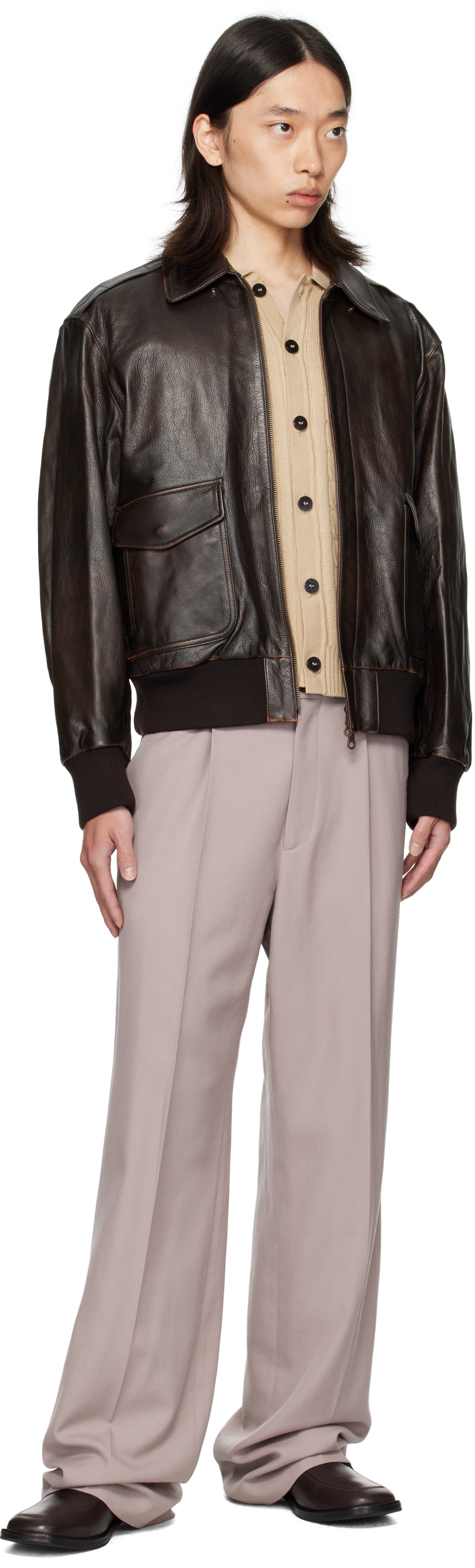 Dries Van Noten: Purple Pleated Trousers | SSENSE