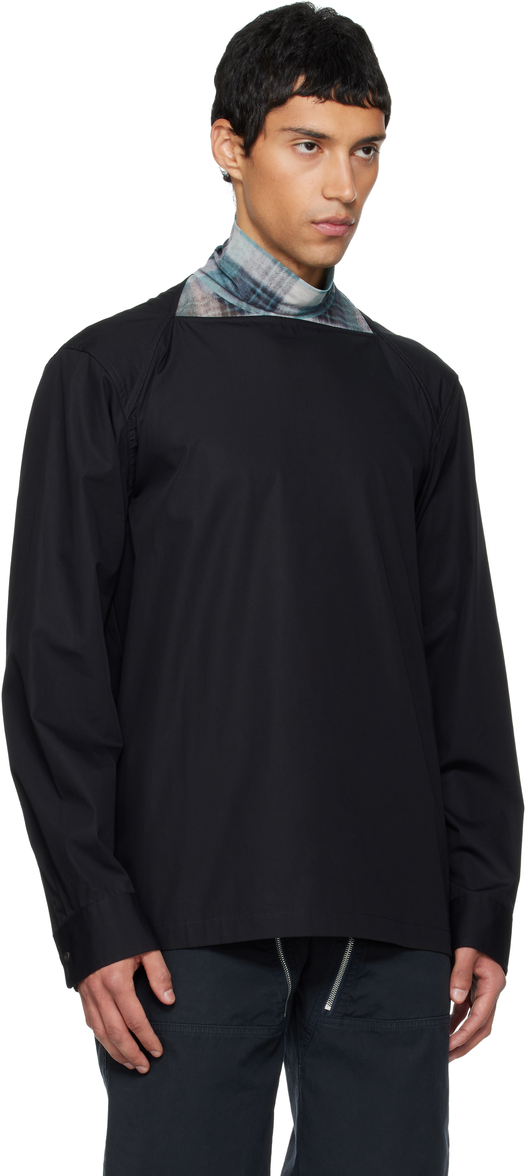 DRIES VAN NOTEN 長袖シャツ 48サイズ Dries Van Noten: ブラック Boat Neck Cotton シャツ | SSENSE 日本