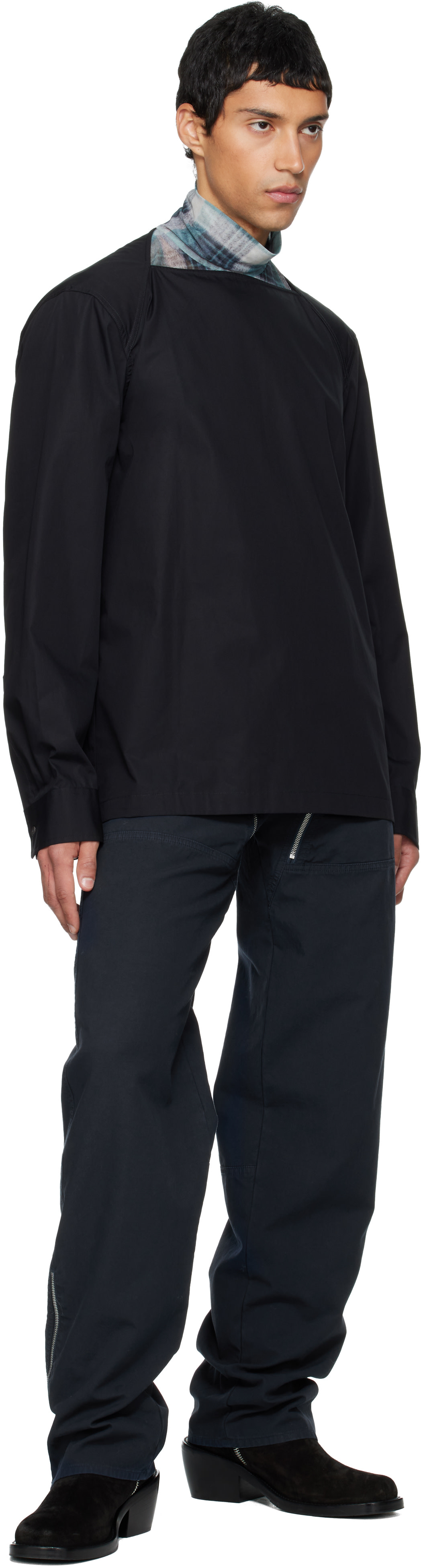 Dries Van Noten: ブラック Boat Neck Cotton シャツ | SSENSE 日本