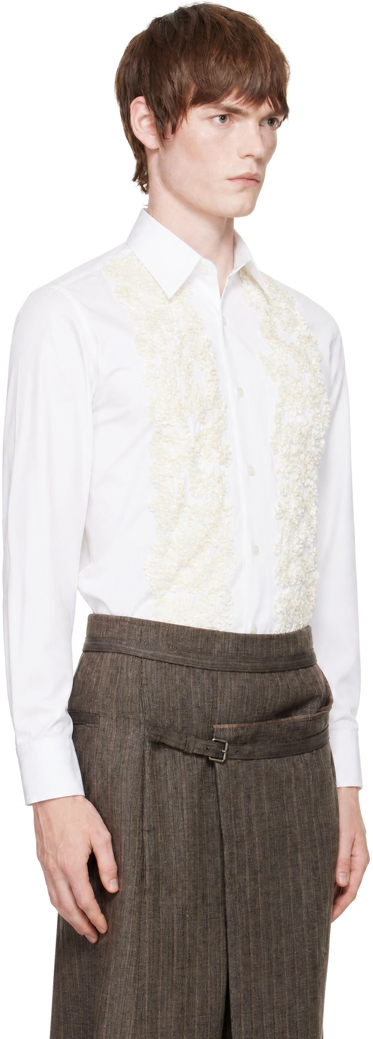 Dries Van Noten - 화이트 비즈 포플린 셔츠