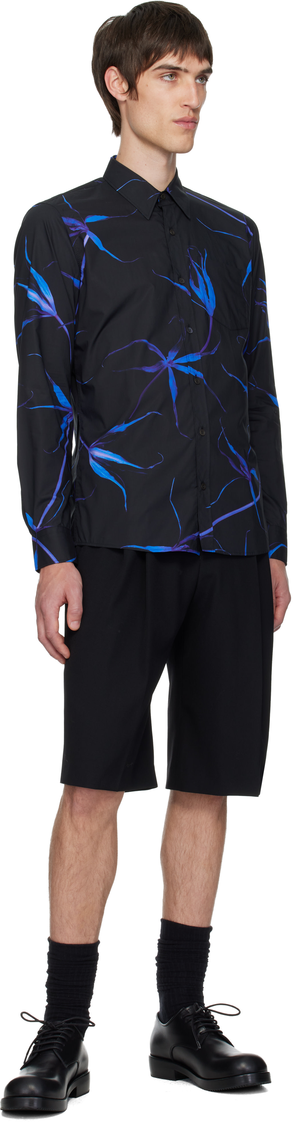 Dries Van Noten: ブラック コットン シャツ | SSENSE 日本 Dries Van Noten: ブラック コットン シャツ | SSENSE 日本