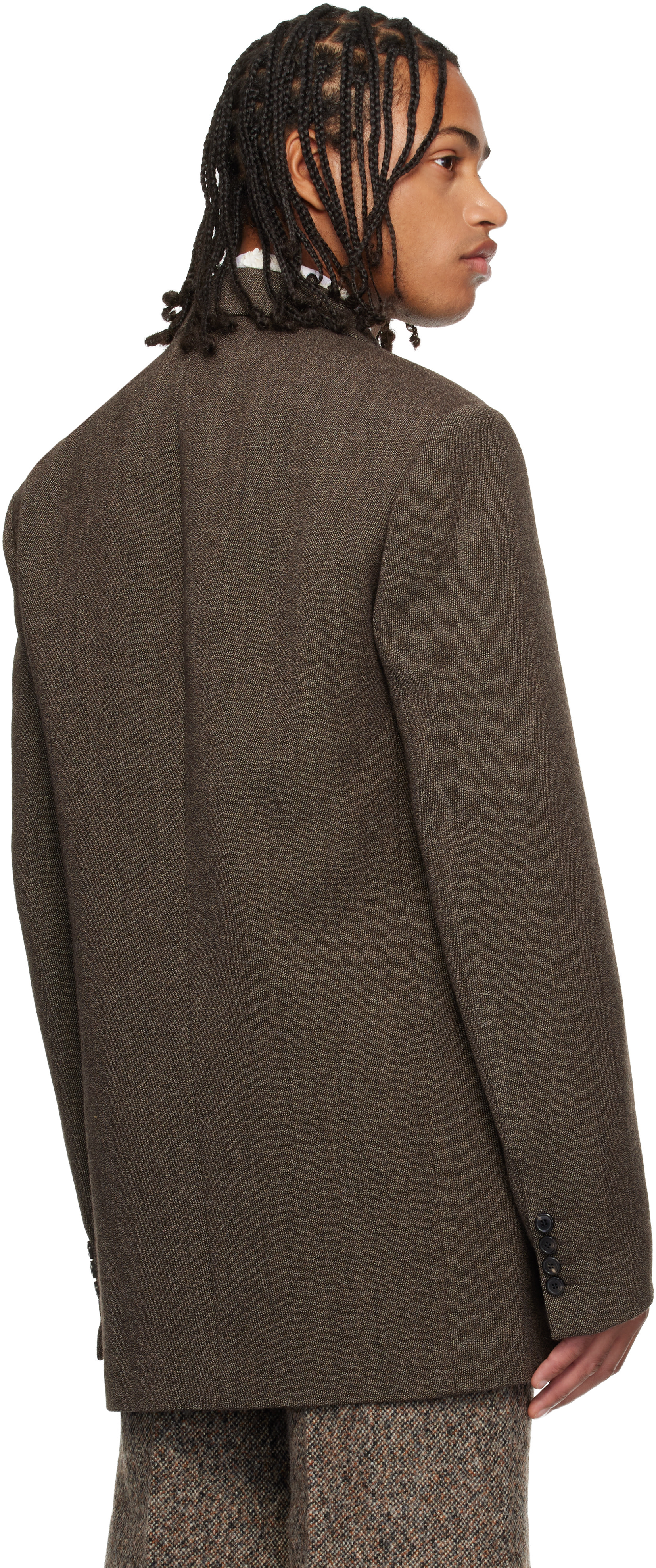 1990s Dries Van Noten ウールヘリンボーントラウザーズ Dries Van Noten: Brown Wool Serge Blazer | SSENSE