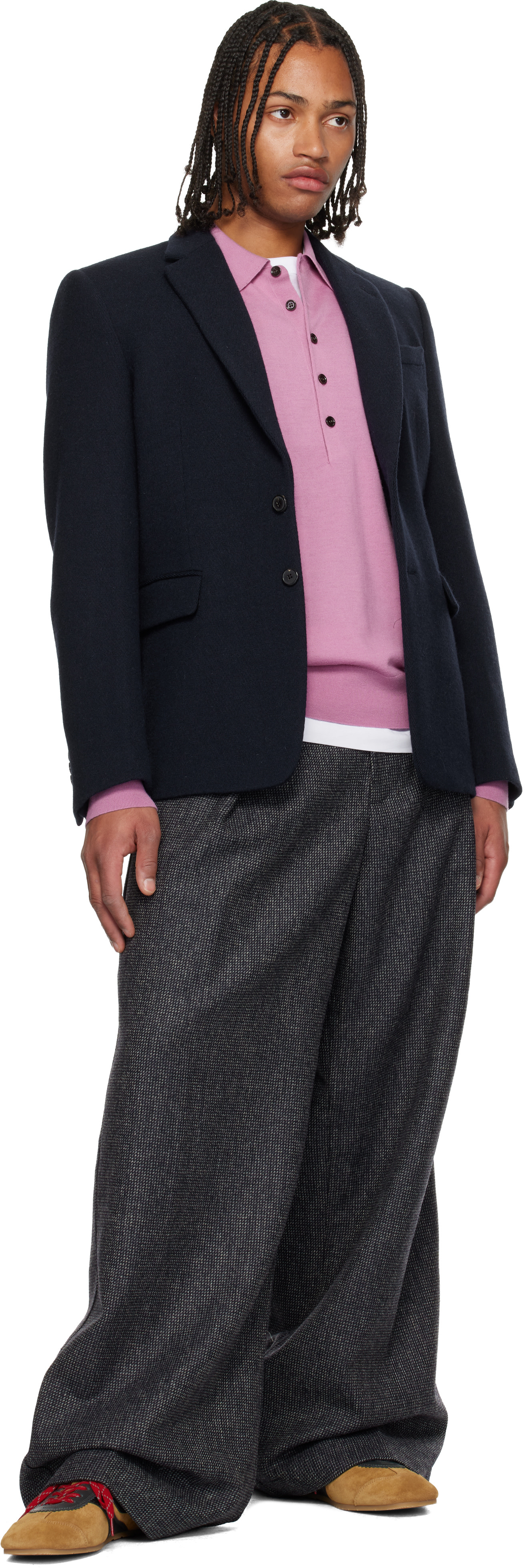 Dries Van Noten - ネイビー ウール テーラードジャケット