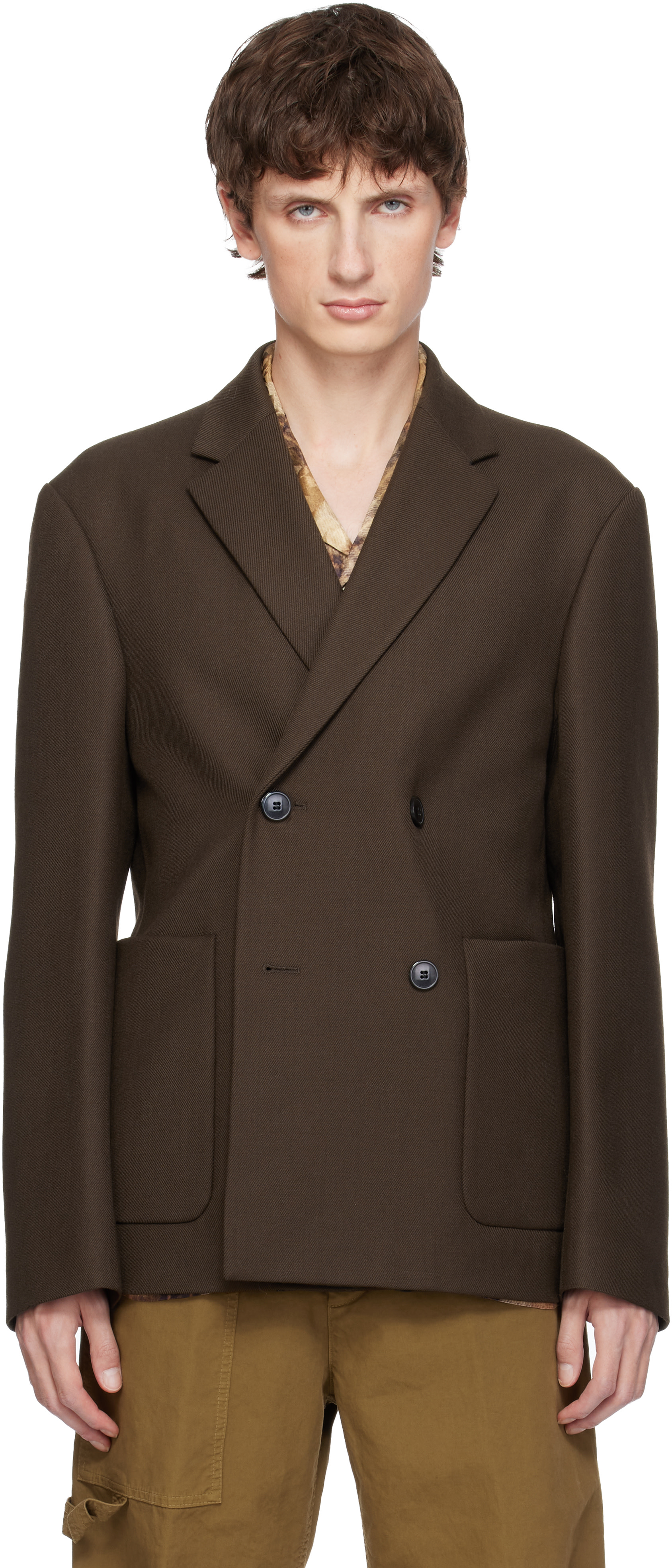 Dries Van Noten - Brown Boxy Wool Blazer