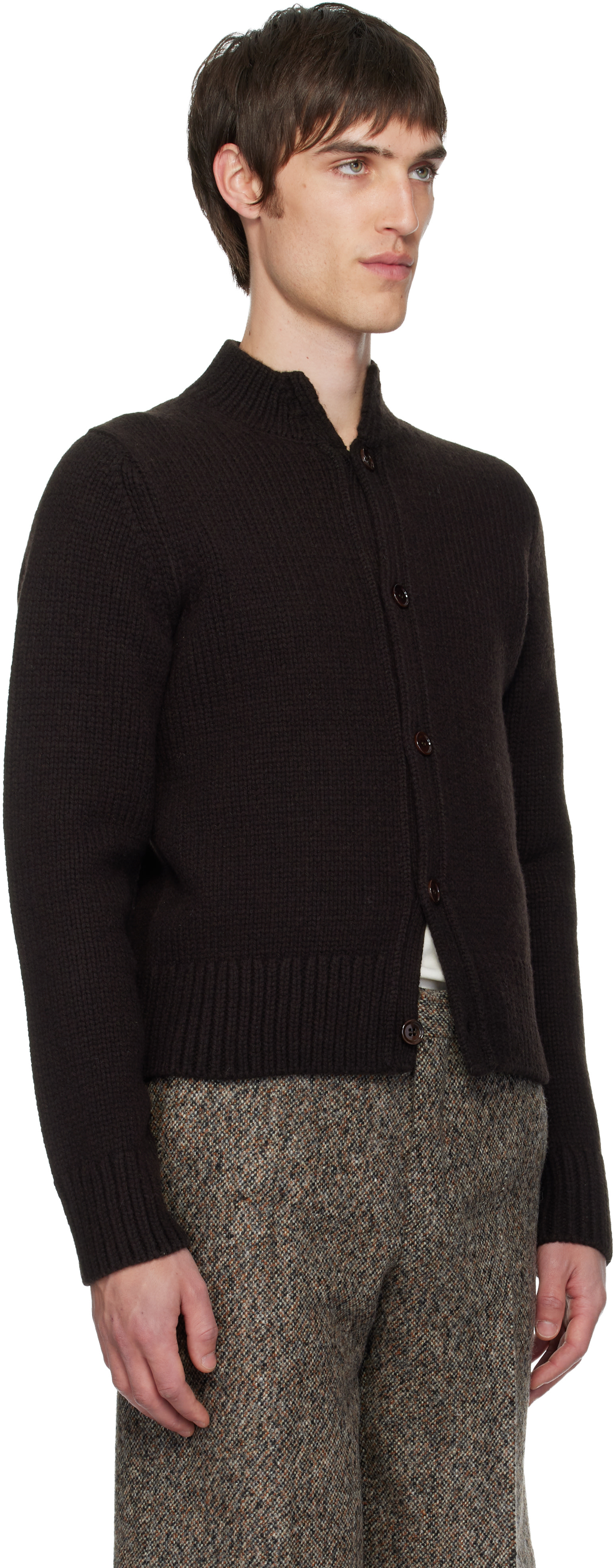 Dries Van Noten: Brown Merino Wool Cardigan | SSENSE