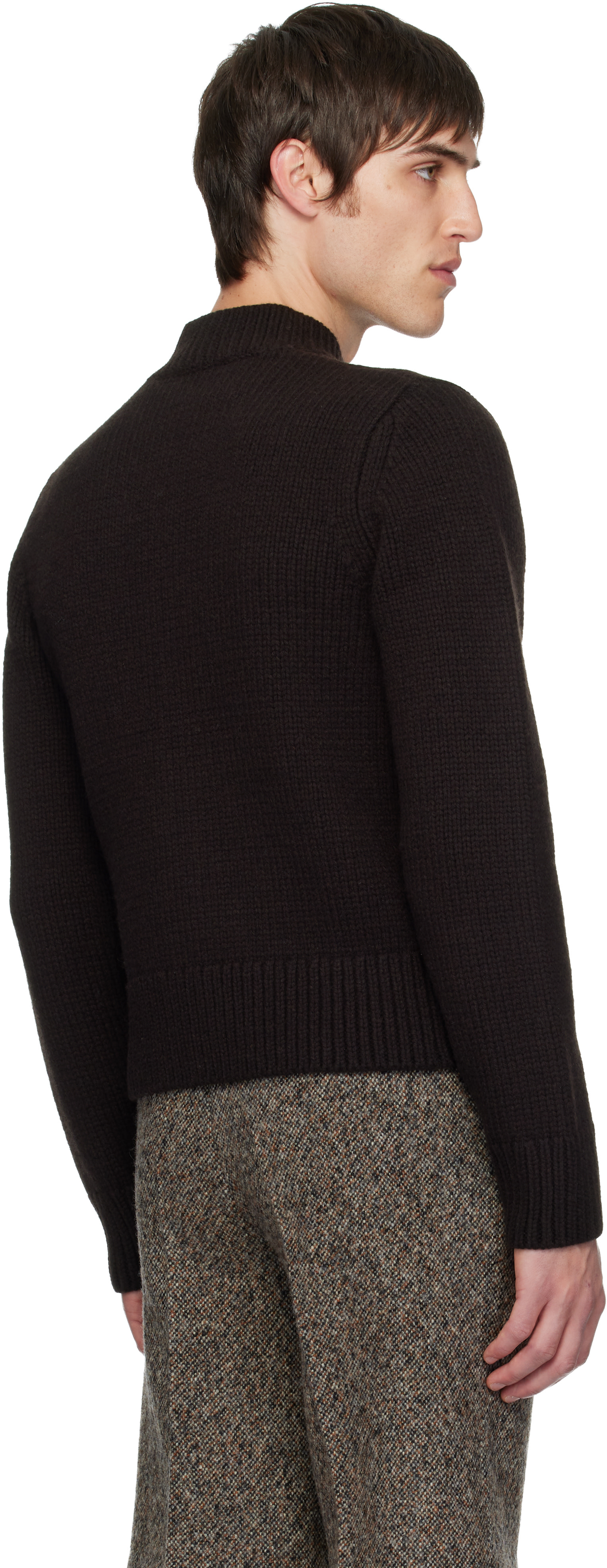 Dries Van Noten: Brown Merino Wool Cardigan | SSENSE