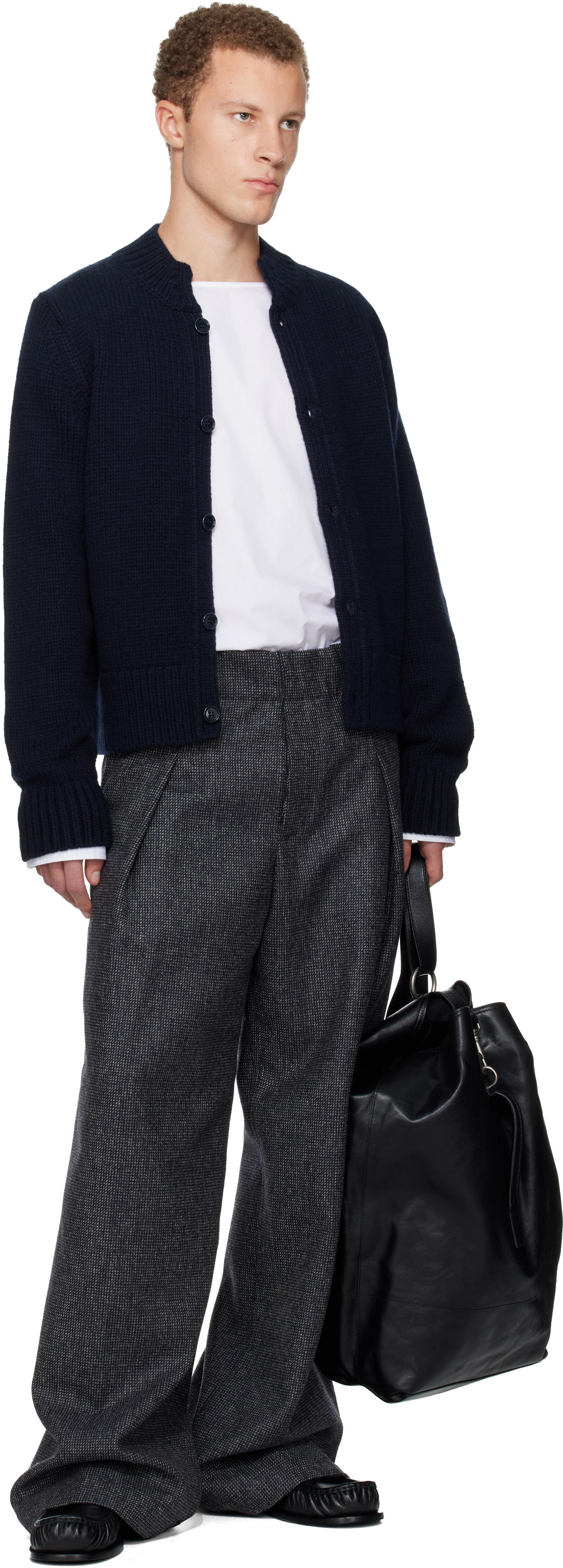 Dries Van Noten: ネイビー メリノウール カーディガン | SSENSE 日本