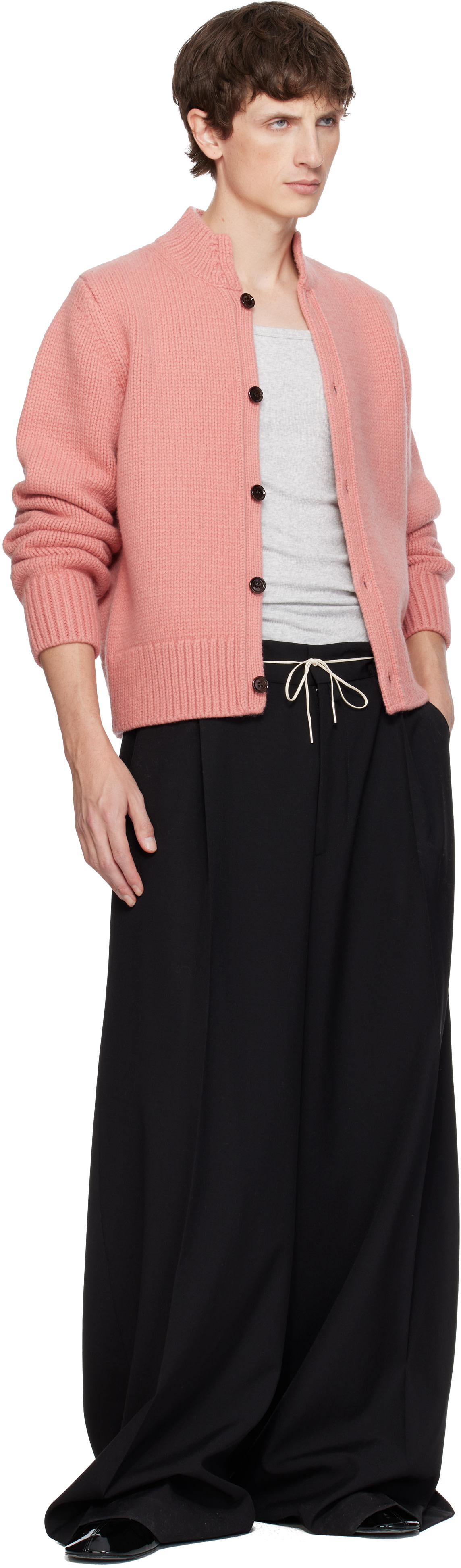 DRIES VAN NOTEN セカンドスキン　ピンク Dries Van Noten: Pink Wool & Cashmere Cardigan | SSENSE