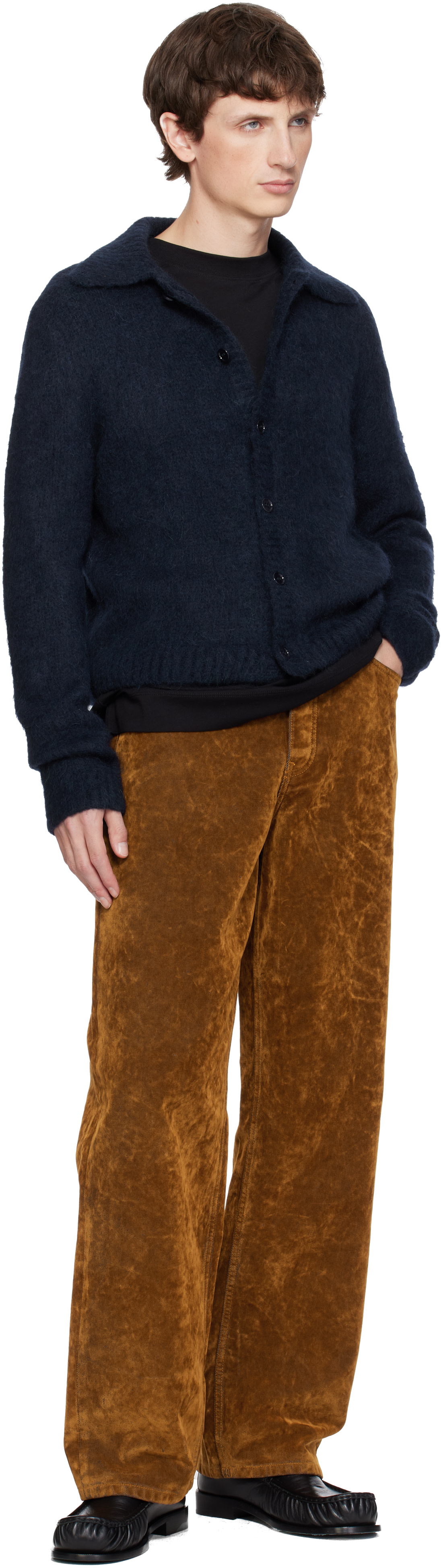 Dries Van Noten: ネイビー ブラッシュド カーディガン | SSENSE 日本