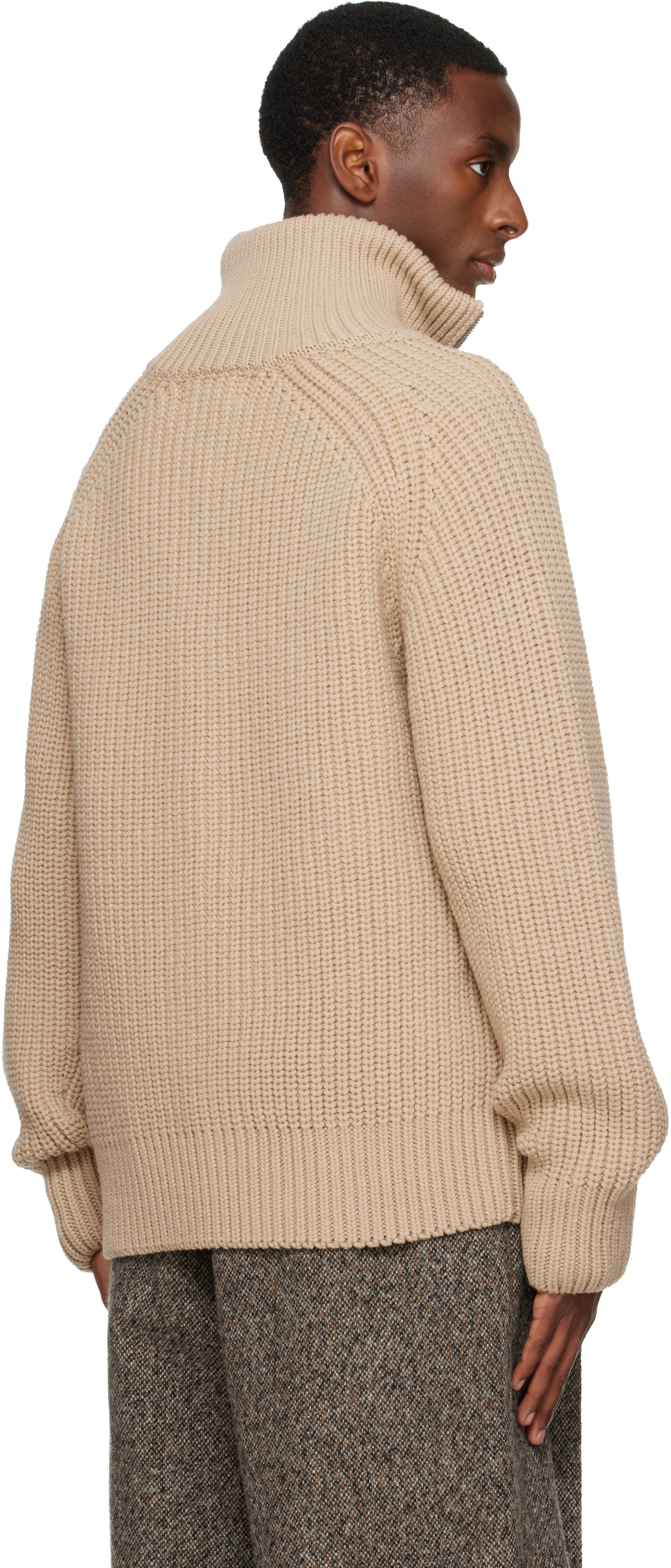 Dries Van Noten: Beige Zip Sweater | SSENSE