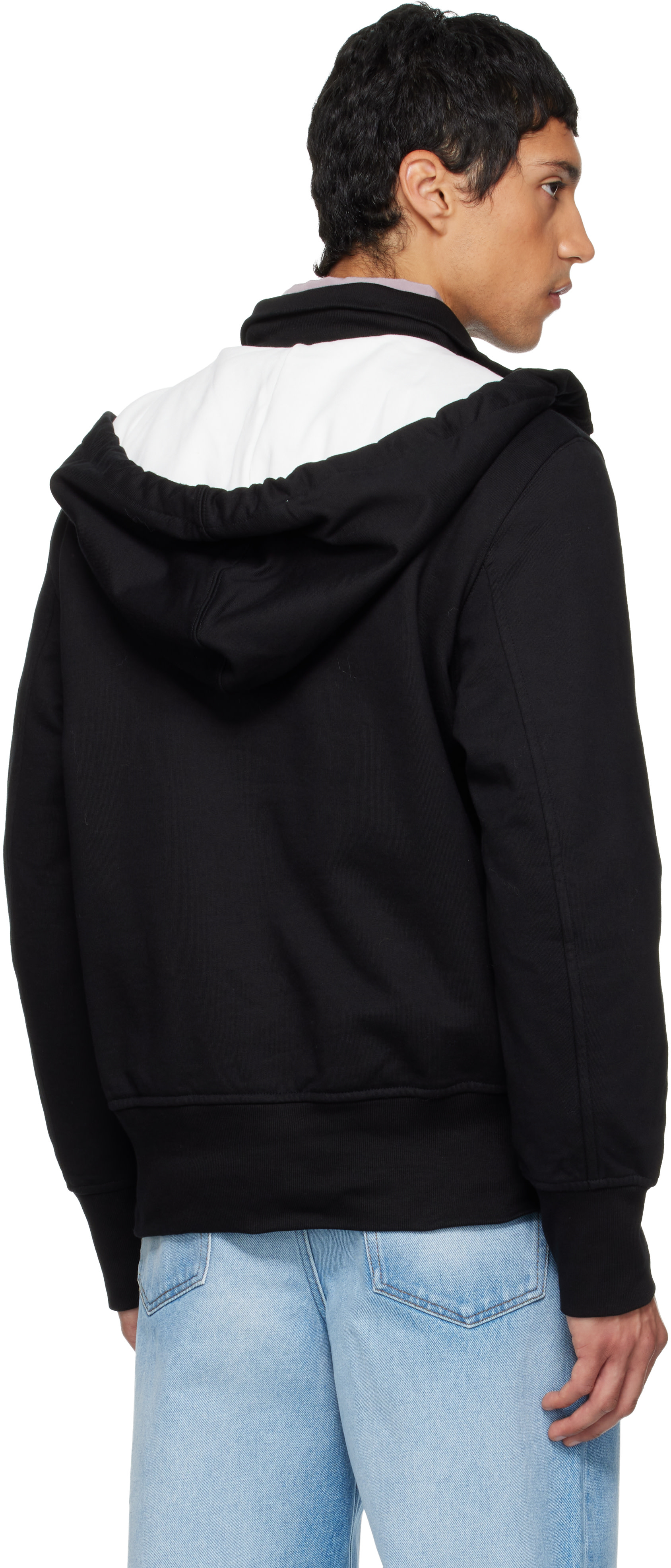 Dries Van Noten - Pull à capuche noir à demi-glissière