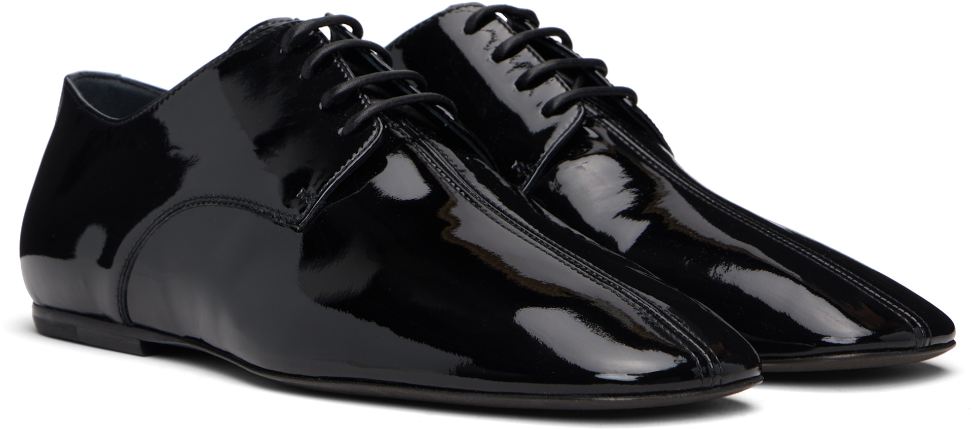 Dries Van Noten: Black Square Toe Derbys | SSENSE