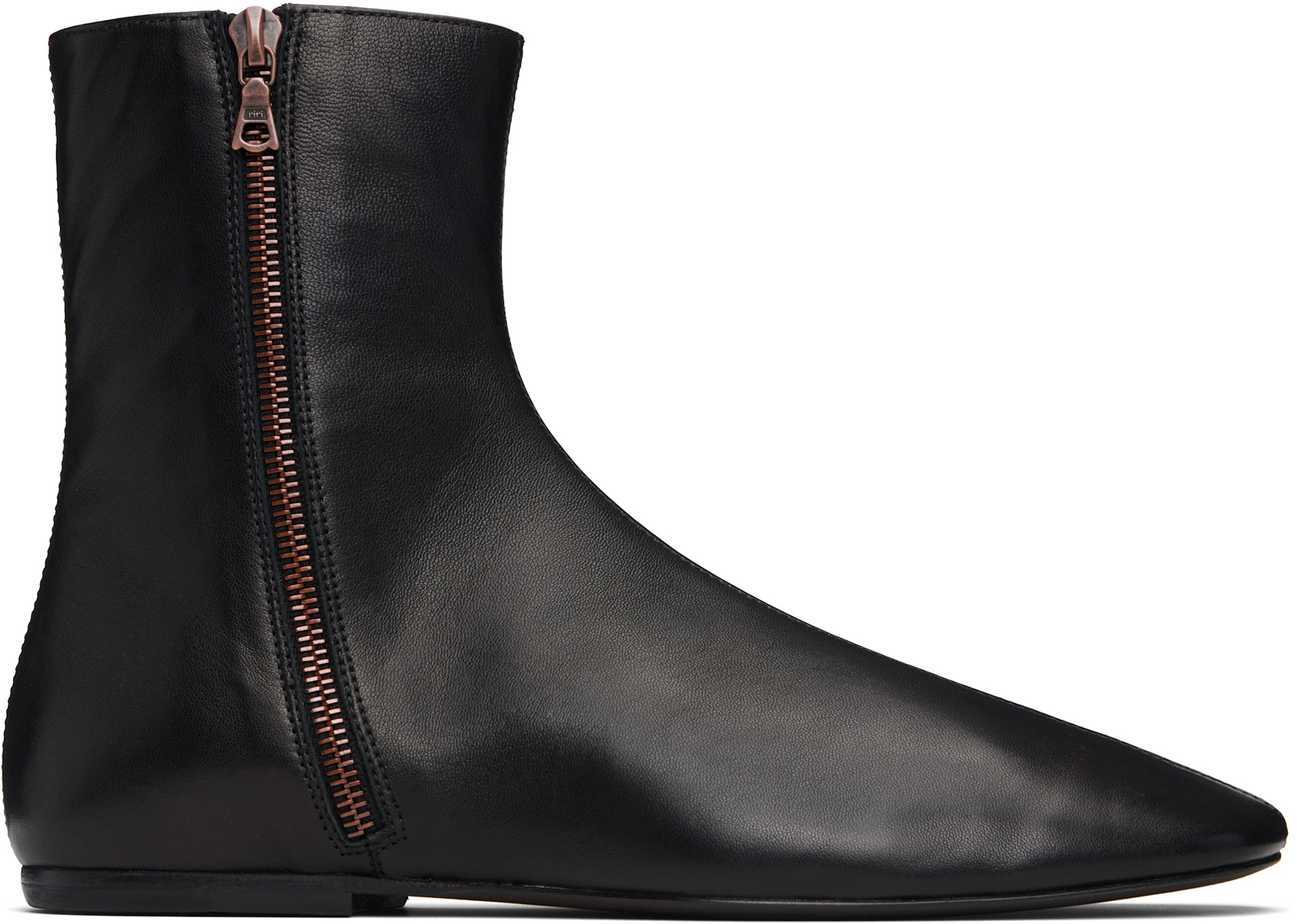Dries Van Noten: Black Leather Sock Boots | SSENSE Canada