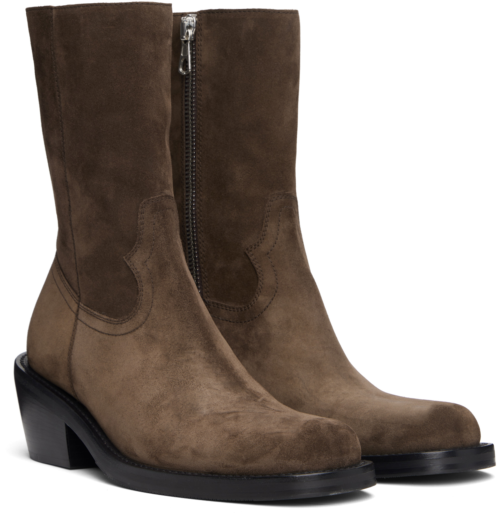 Dries Van Noten - Brown Zip Boots