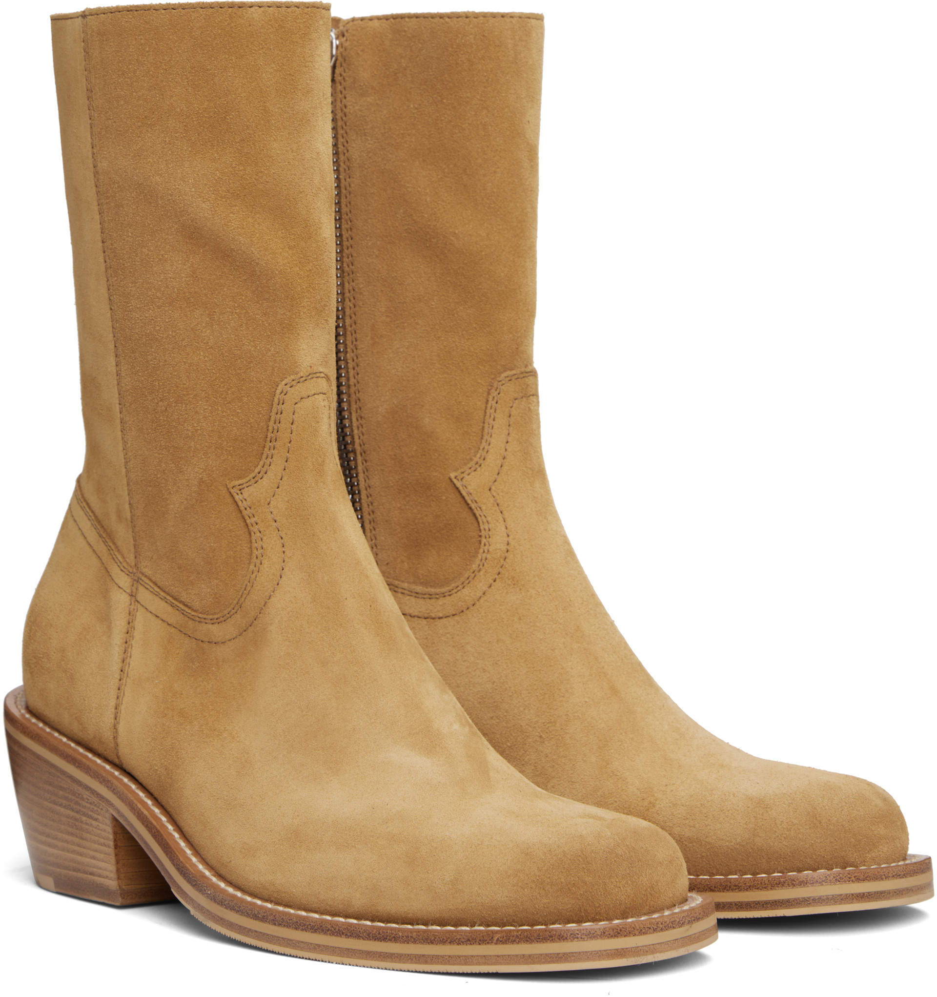 Dries Van Noten - Tan Zip Boots