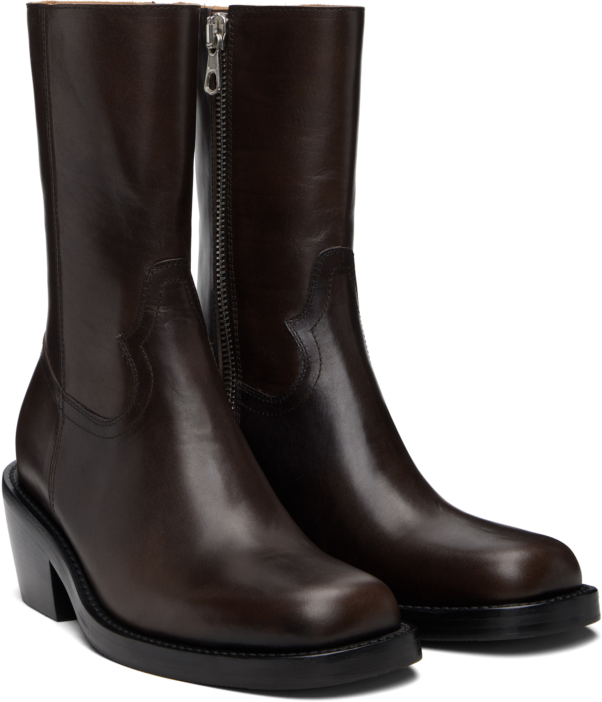 Dries Van Noten: Brown Leather Boots | SSENSE