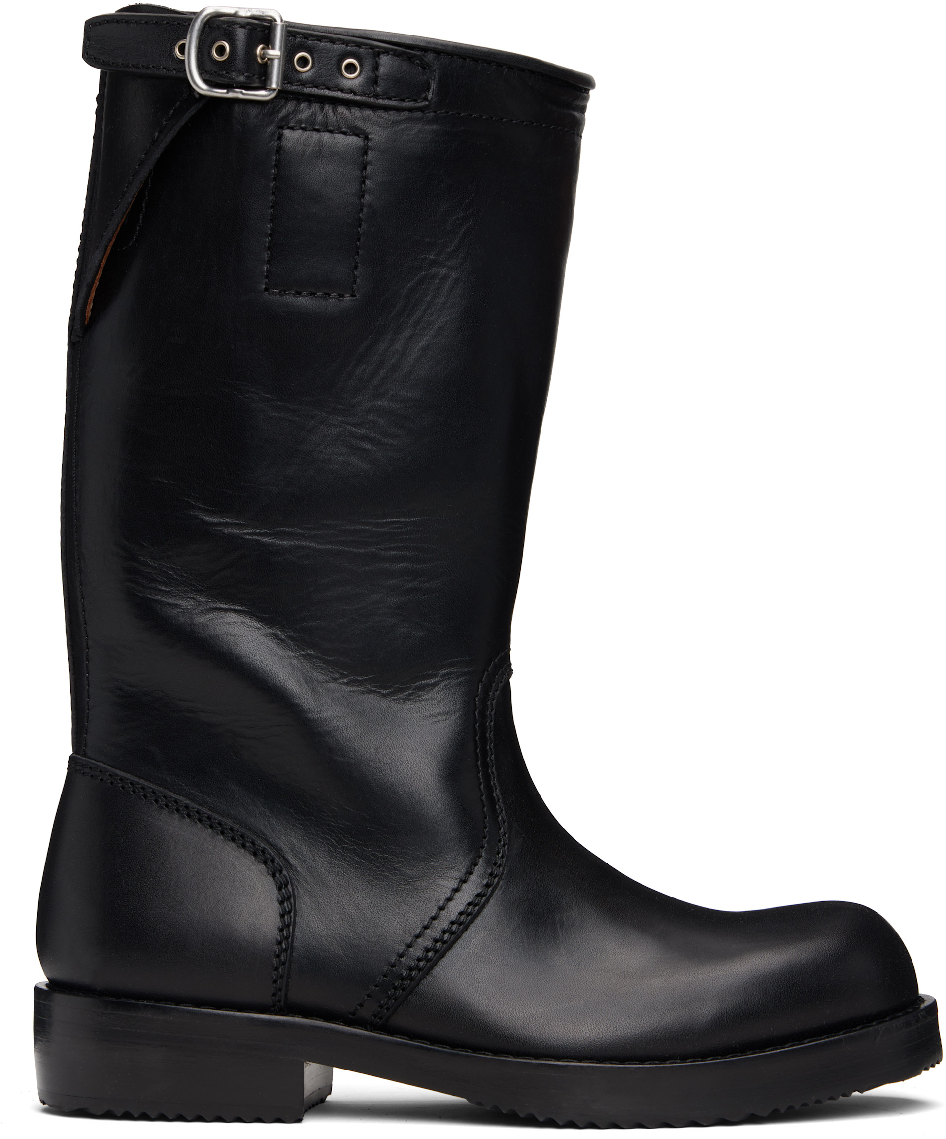 Dries Van Noten - Black Leather Biker Boots