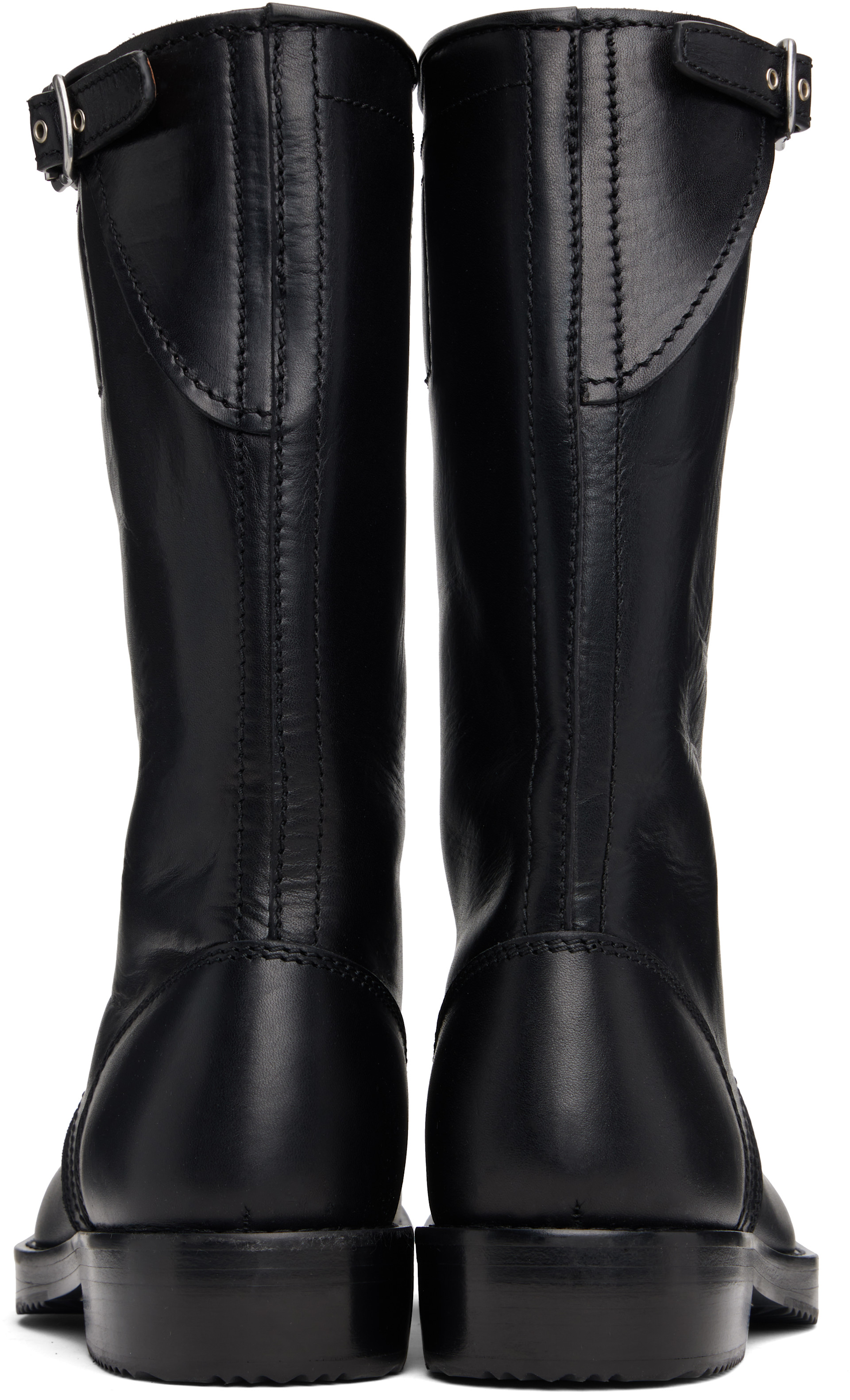 Dries Van Noten - Black Leather Biker Boots