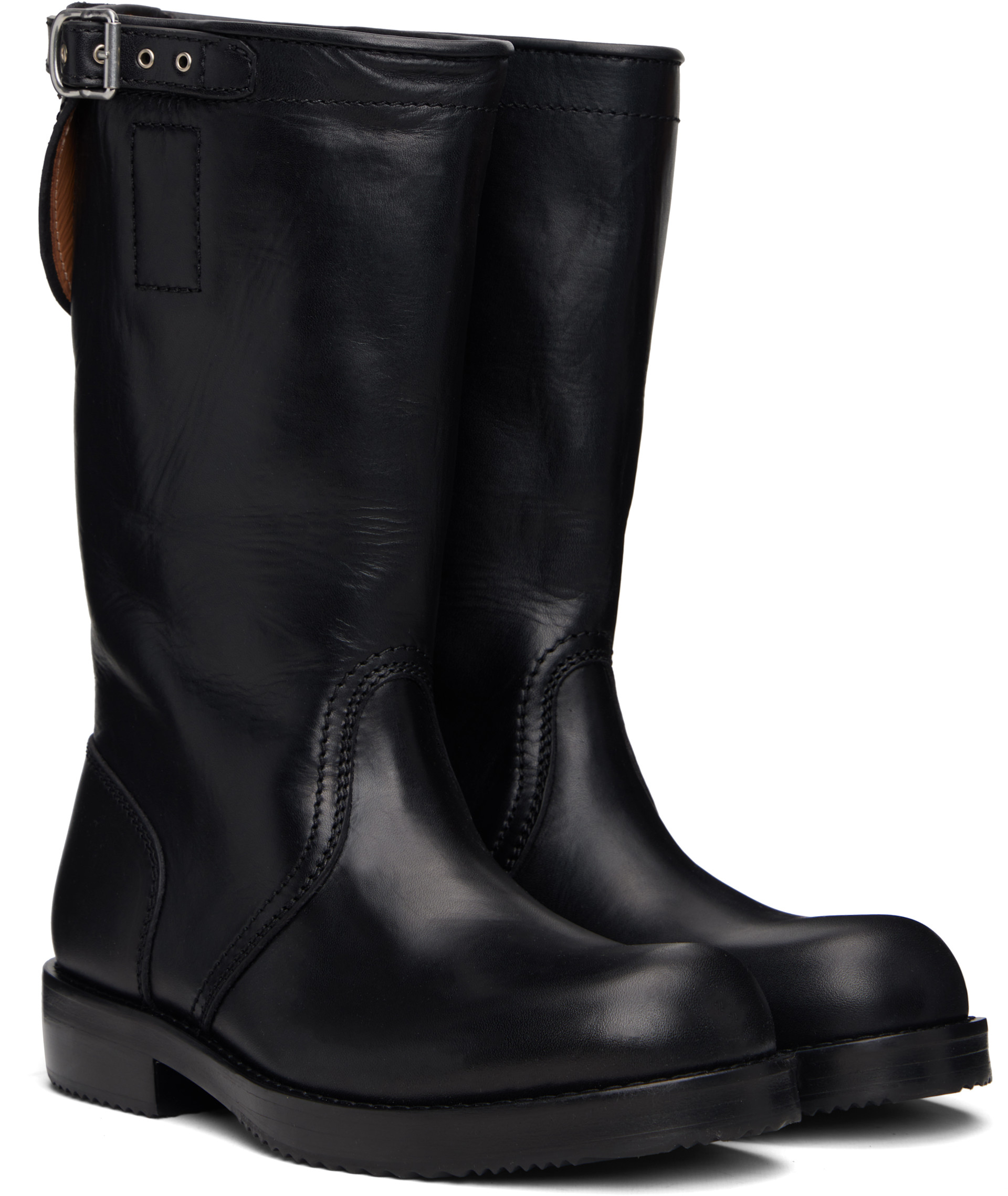 Dries Van Noten - Black Leather Biker Boots