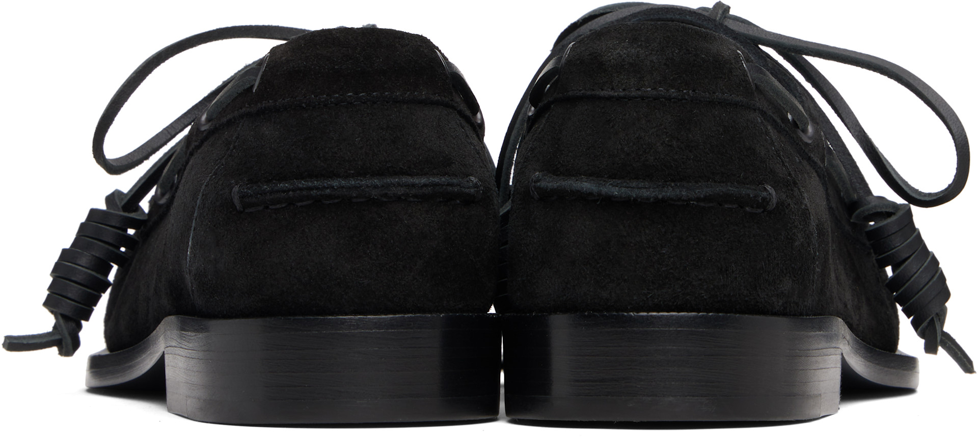Dries Van Noten: Black Suede Boat Shoes | SSENSE
