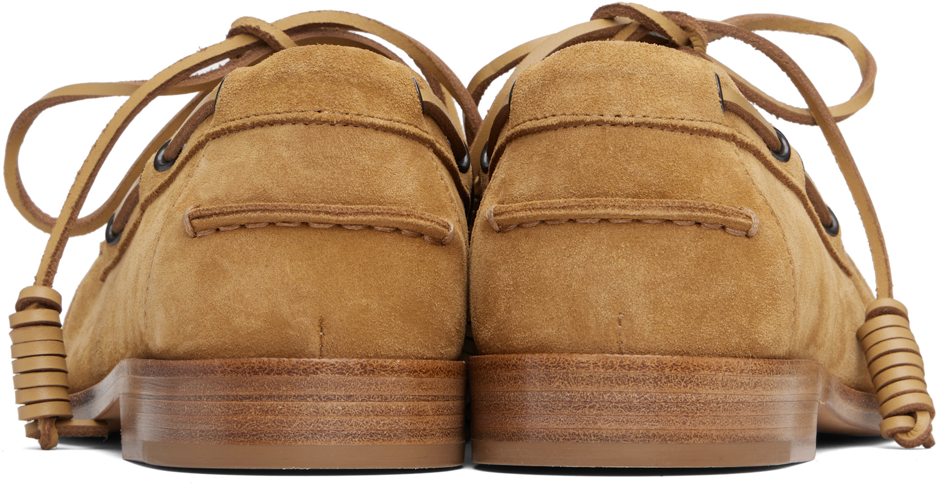 Dries Van Noten: Tan Suede Boat Shoes | SSENSE