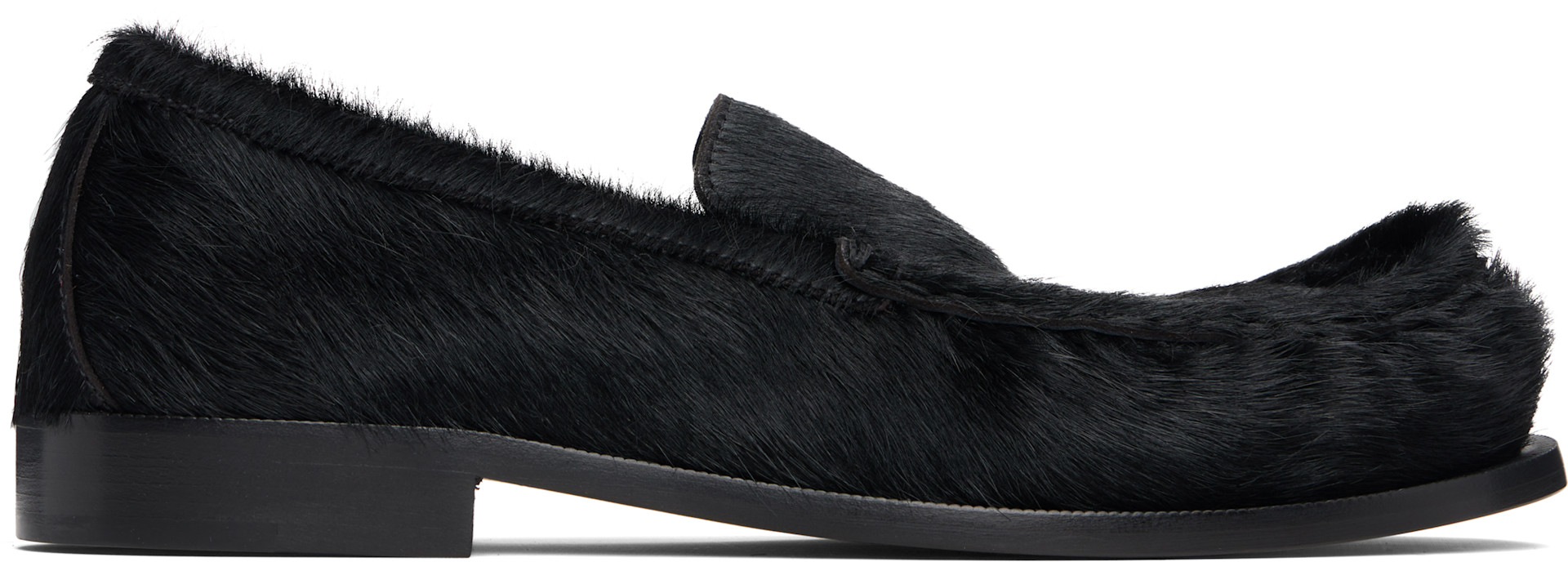 dries van noten ローファー Dries Van Noten: Black Ponyhair Loafers | SSENSE