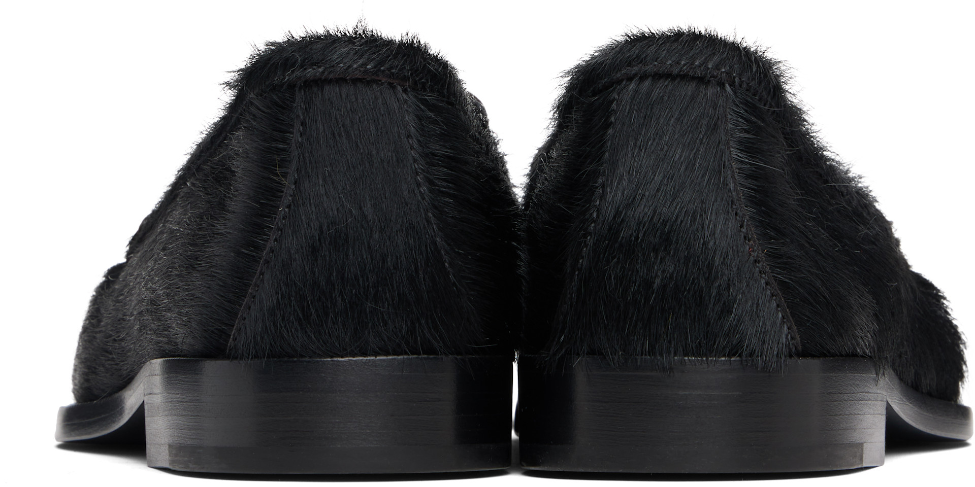 Dries Van Noten: ブラック ポニーヘア ローファー | SSENSE 日本