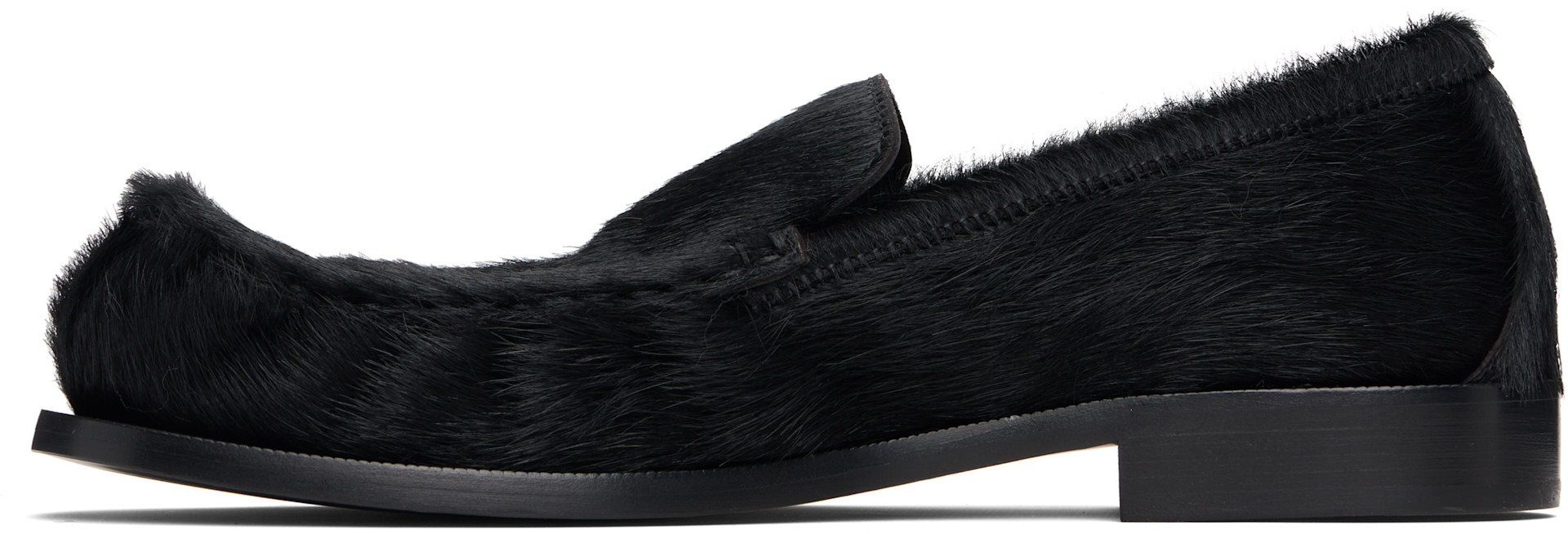 Dries Van Noten: ブラック ポニーヘア ローファー | SSENSE 日本