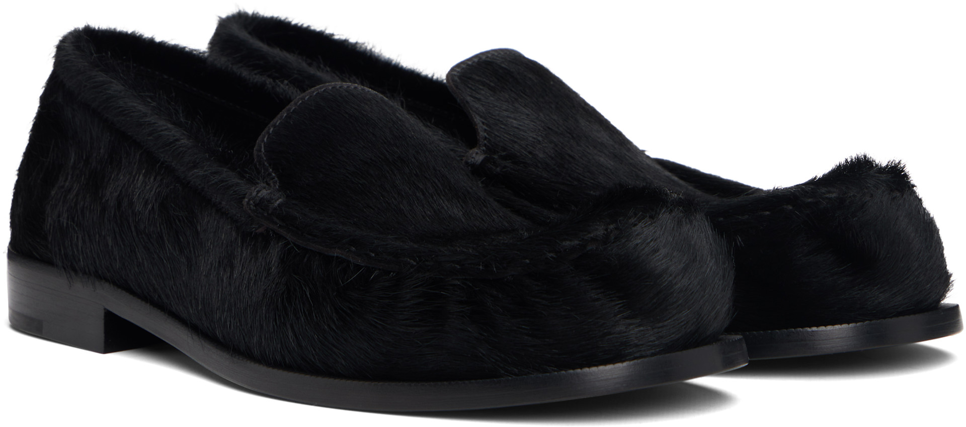 dries van noten ローファー Dries Van Noten: ブラック ポニーヘア ローファー | SSENSE 日本