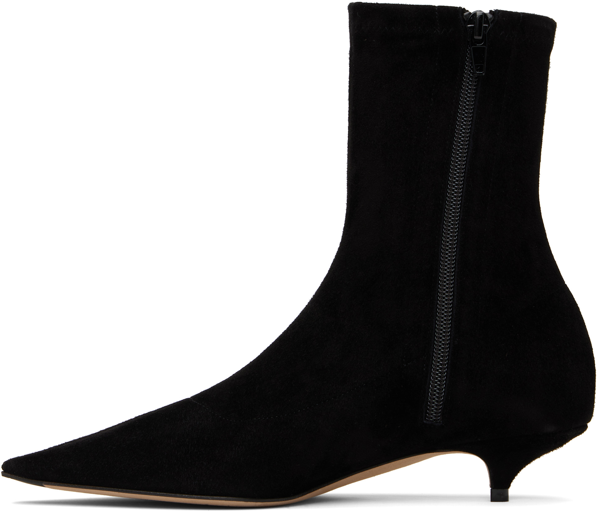 The Row: Black Liisa Kitten Boots | SSENSE Canada