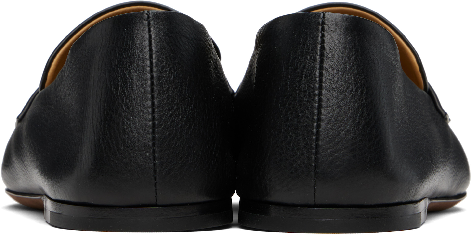 THE ROW スクエアローファー The Row: Black Square Loafers | SSENSE
