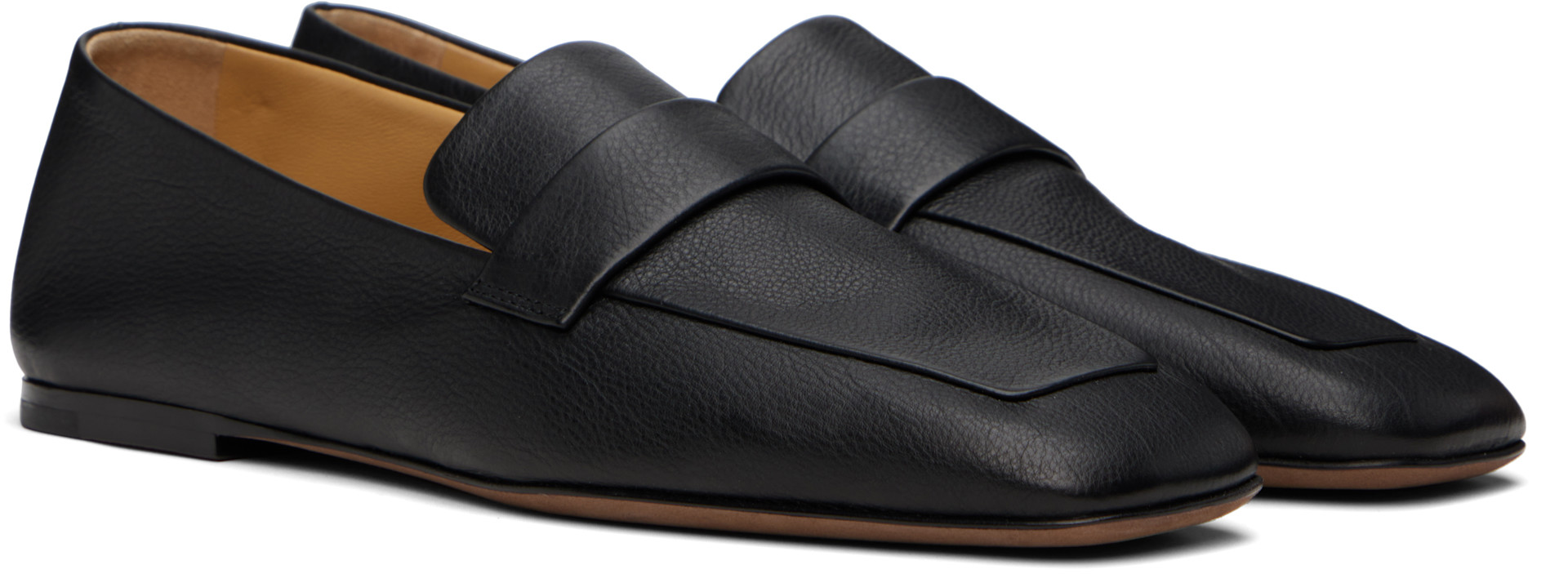 靴 MELT THE LADY square loafer (BK) The Row: Black Square Loafers | SSENSE