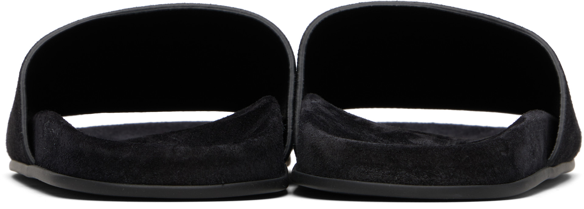 The Row ブラックスエードミュール The Row: Black Hugh Slides | SSENSE