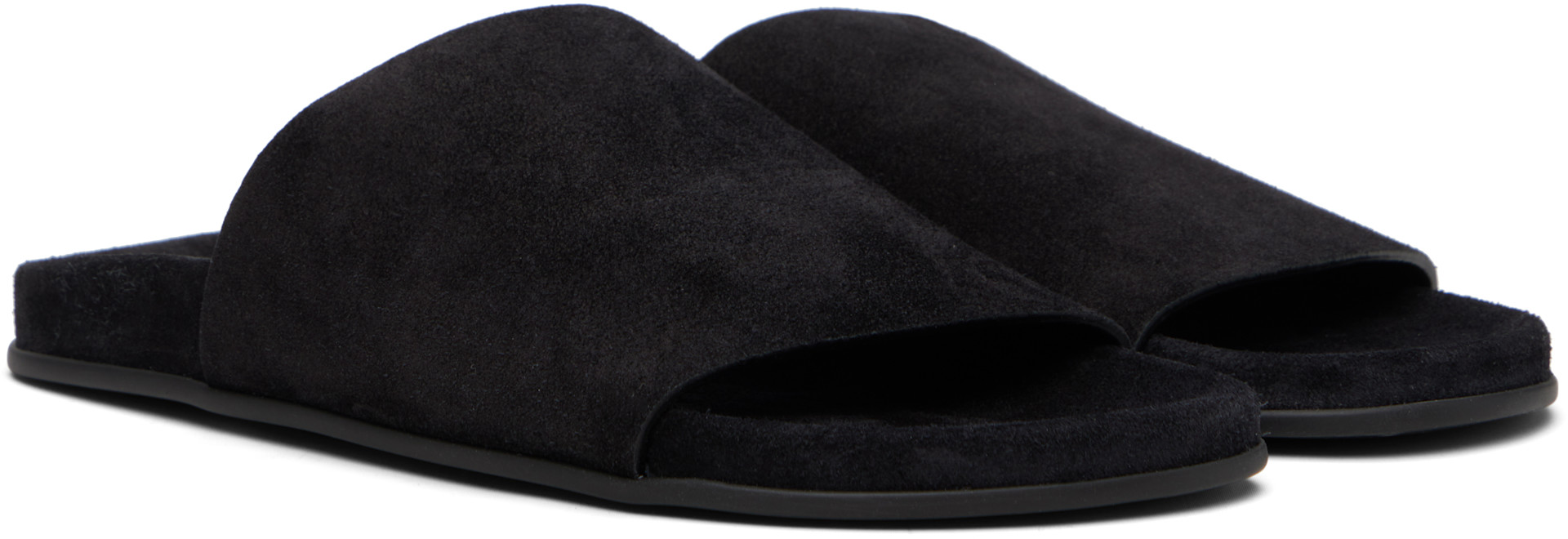 The Row: Black Hugh Slides | SSENSE