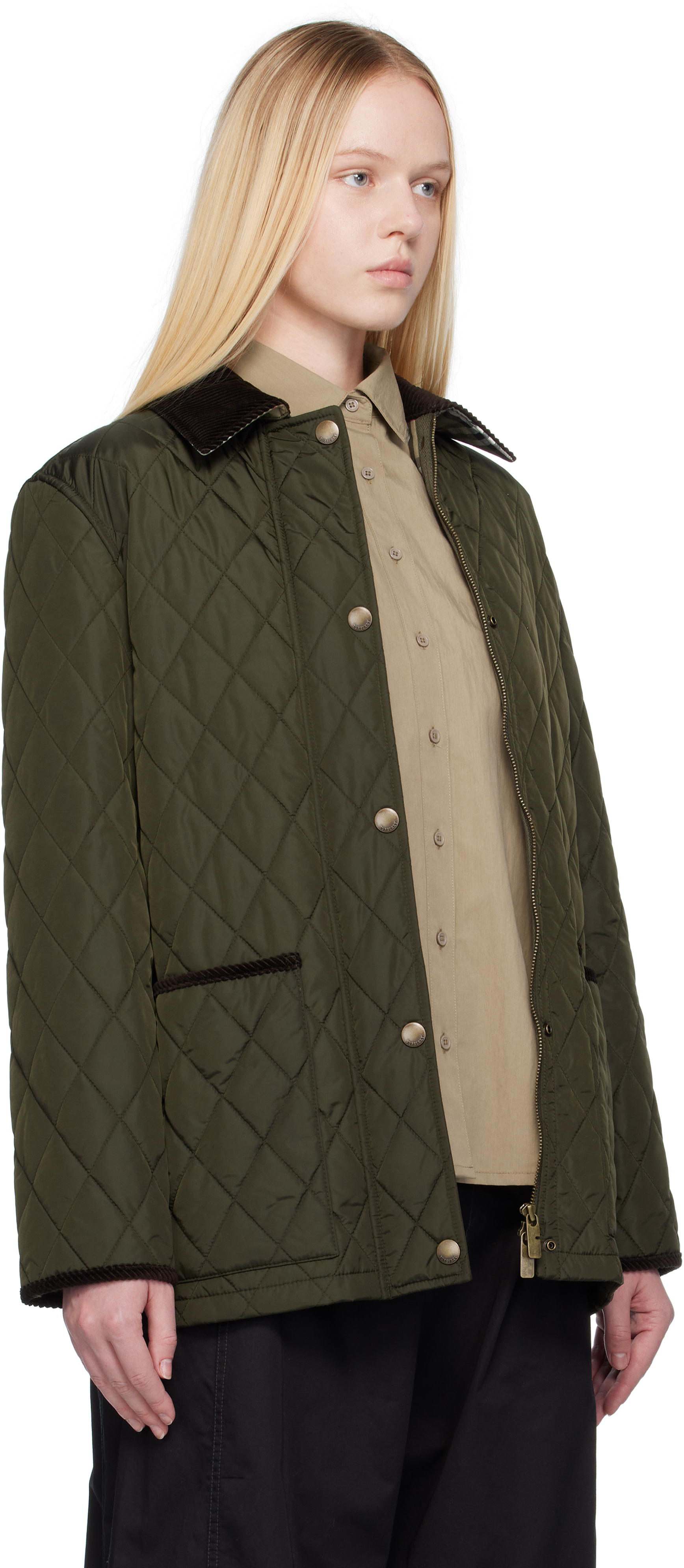 Burberry: Green Broadway Quilted Nylon Jacket | SSENSE Burberry: Green Broadway Quilted Nylon Jacket | SSENSE