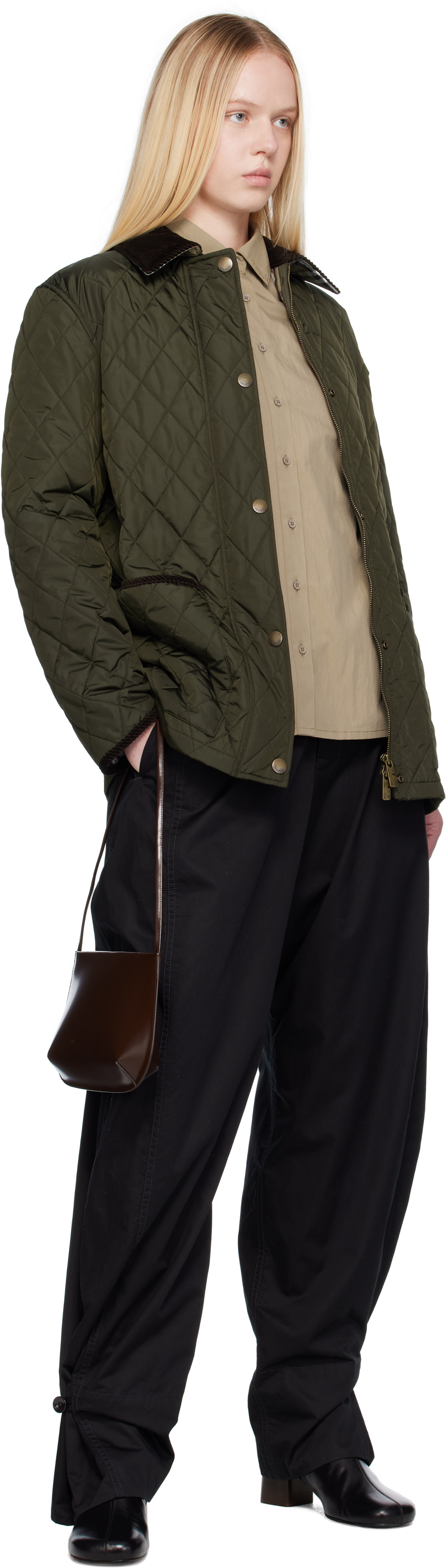 Burberry: Green Broadway Quilted Nylon Jacket | SSENSE