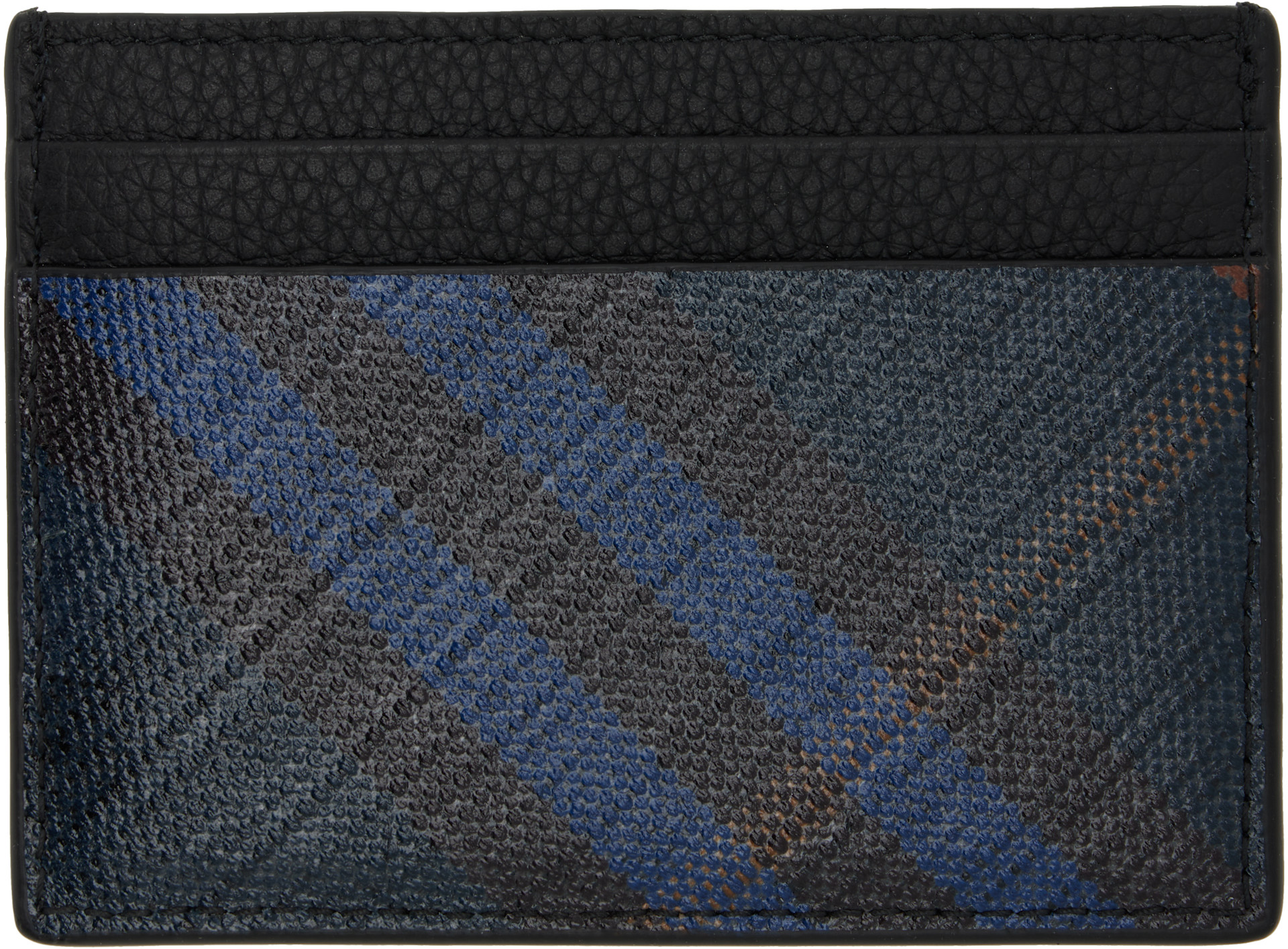 Burberry: Navy Tall Check Card Holder | SSENSE