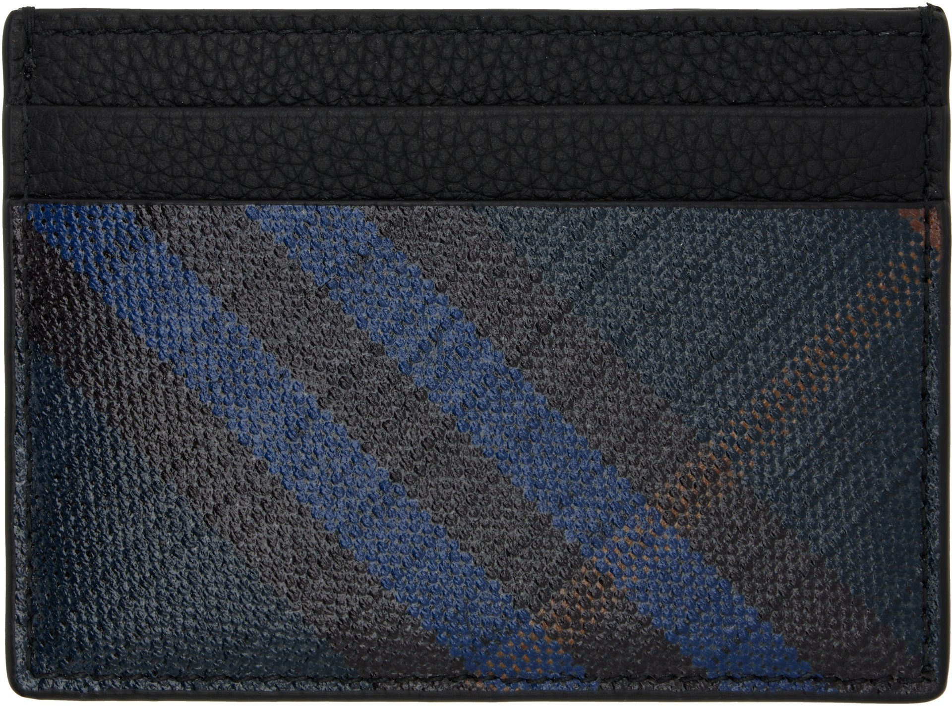 Burberry: Navy Tall Check Card Holder | SSENSE