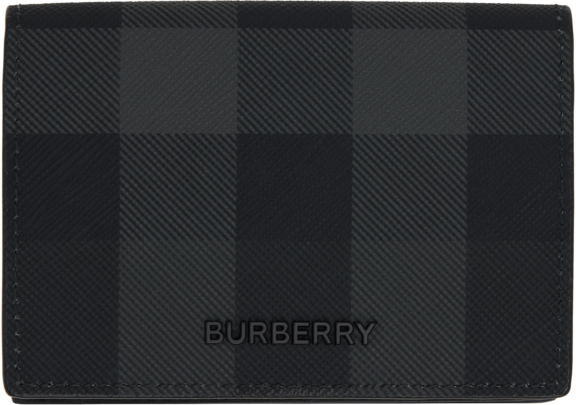 Burberry: Black Check Folding Card Holder | SSENSE