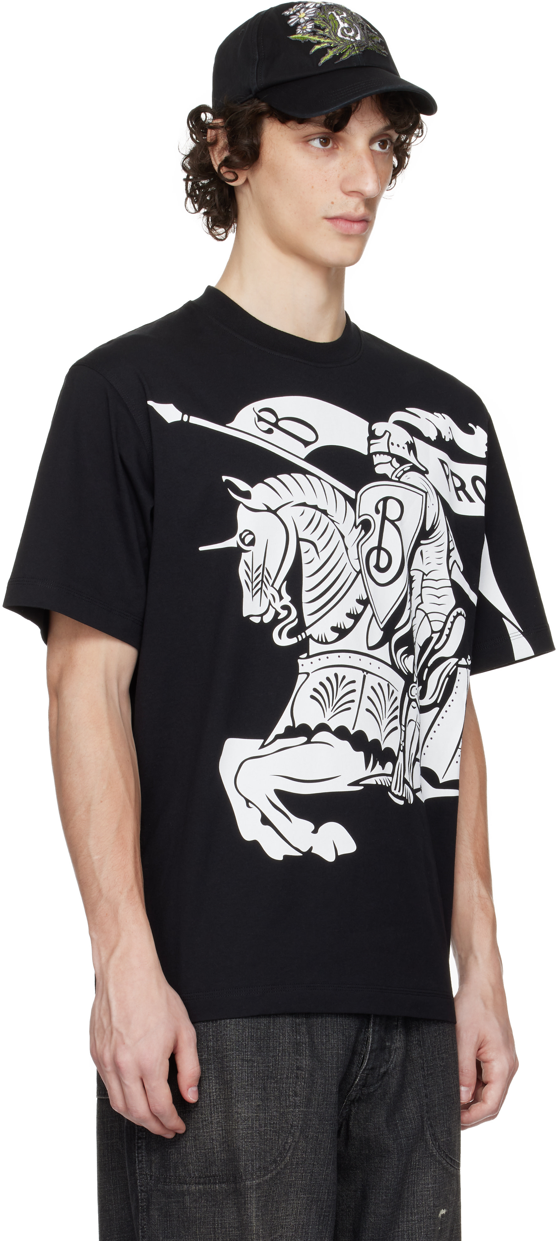 Burberry: Black EKD Cotton T-shirt | SSENSE Canada