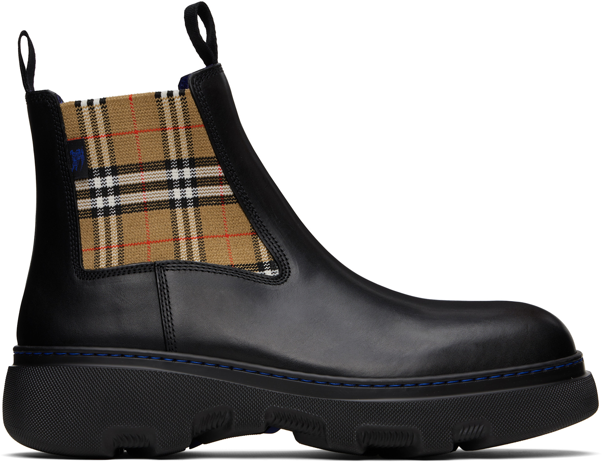 BURBERRY ブラック クリーパー チェルシーブーツ Burberry: Black Leather Creeper Low Chelsea Boots | SSENSE