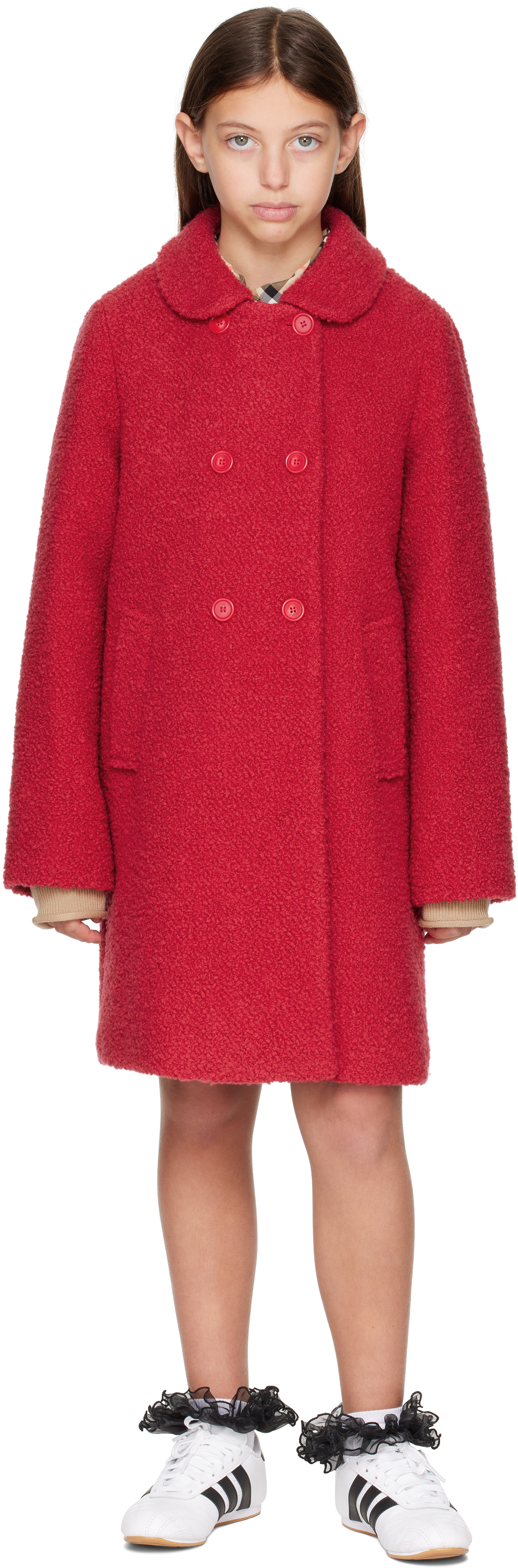 Burberry - キッズ|レッド ブークレ コート