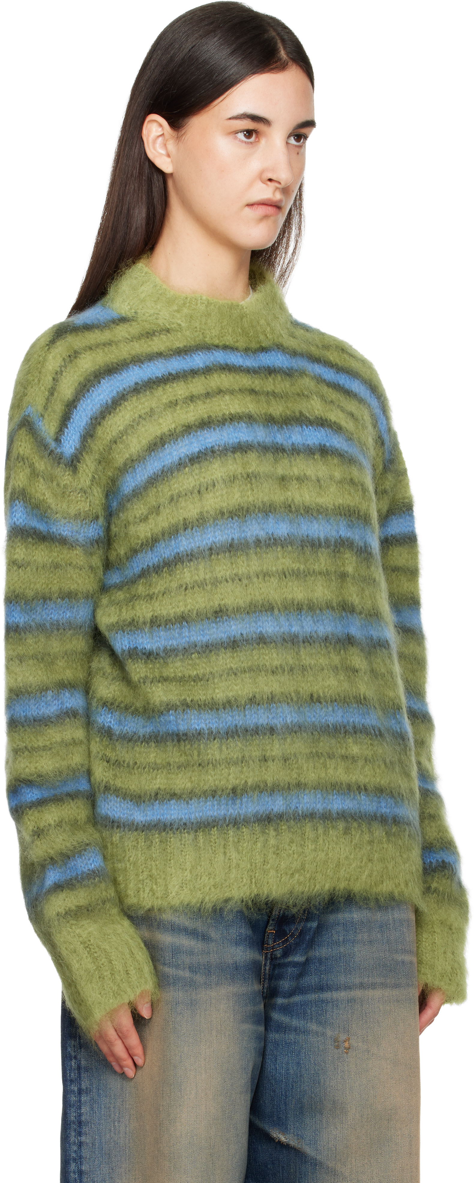 42新品 MARNI レディース ボーダー ニット セーター マルニ グリーン MARNI - 42新品 MARNI レディース ボーダー ニット セーター マルニ