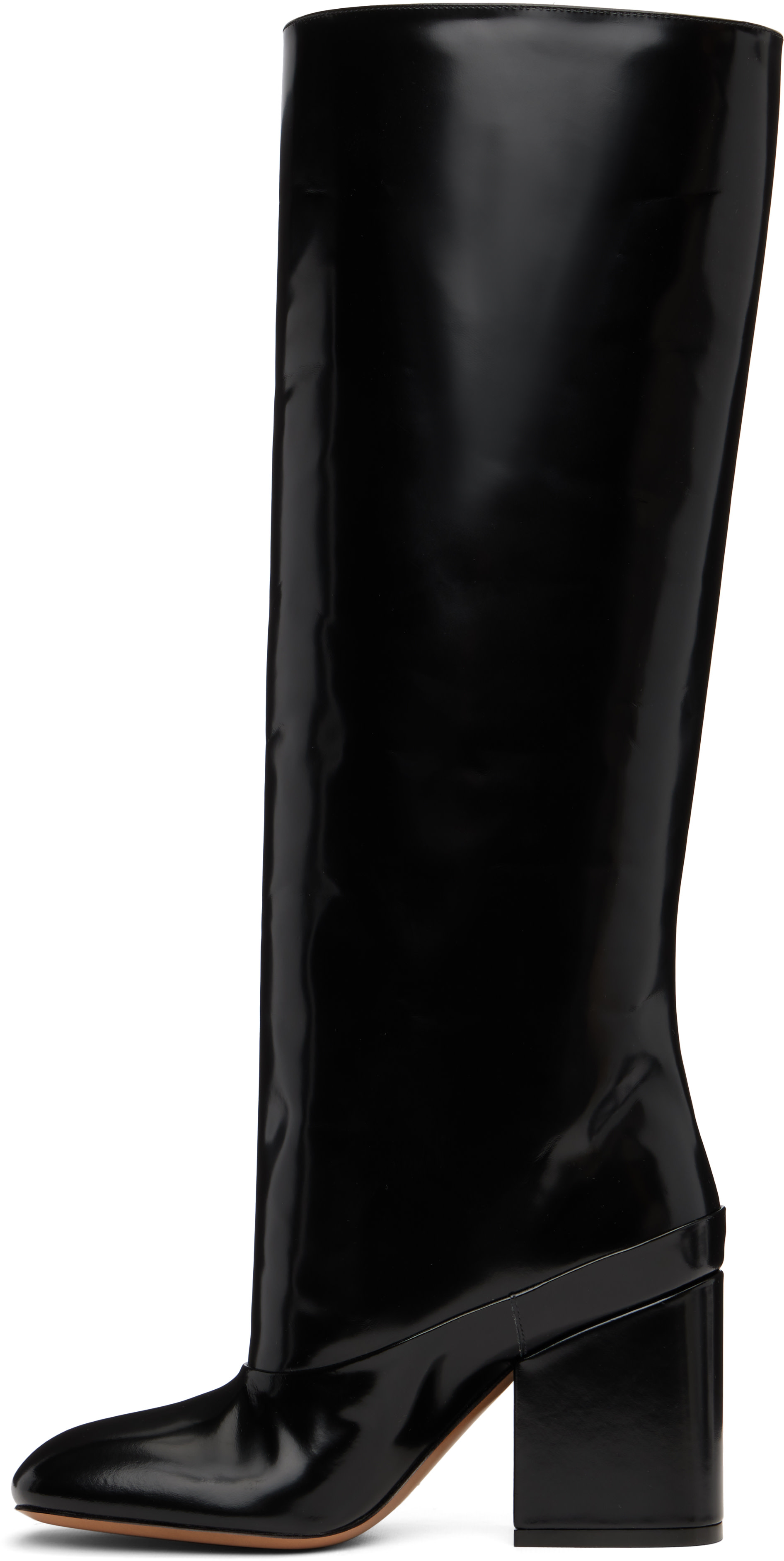 MARNI レザー ミドル ロングブーツ Marni: Black Leather Trunkaroo Knee-High Tall Boots | SSENSE