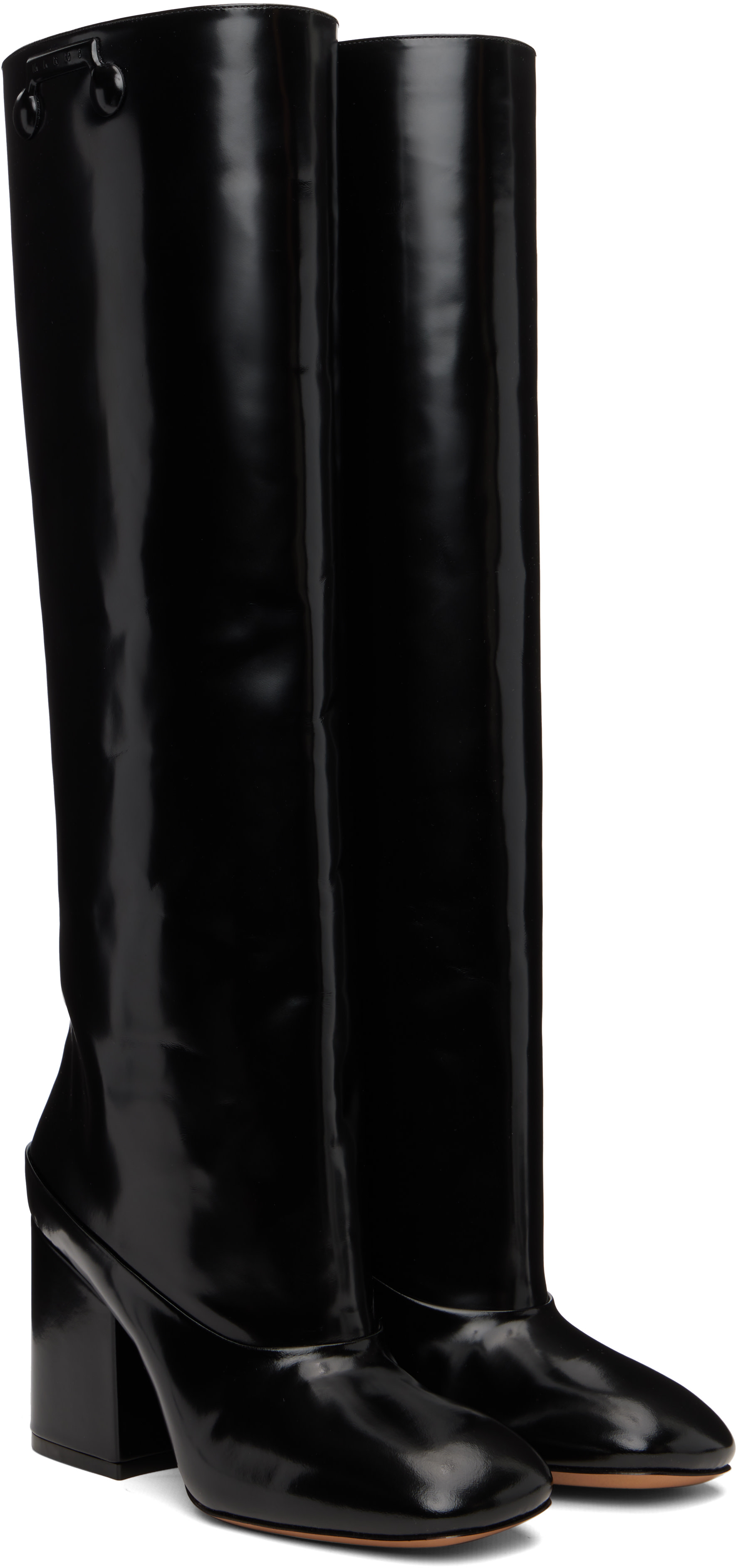 Marni: Black Leather Trunkaroo Knee-High Tall Boots | SSENSE
