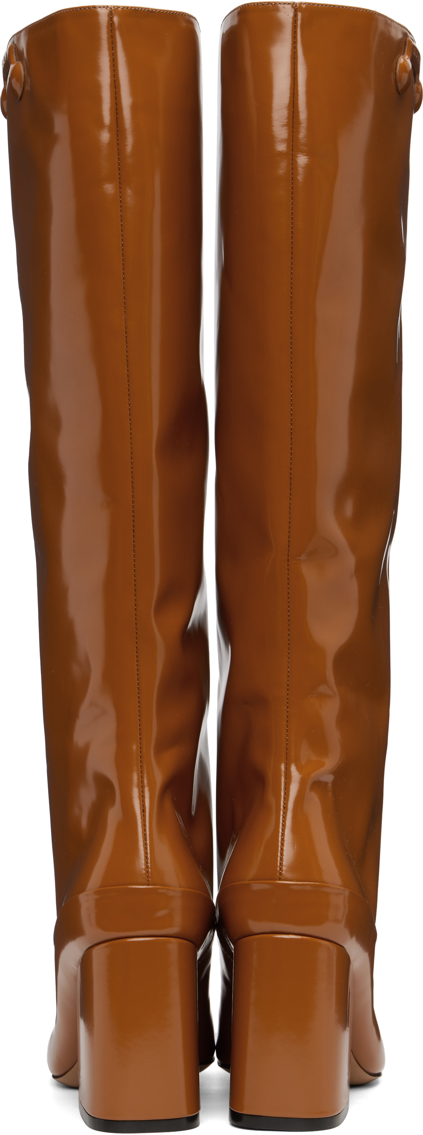 Marni: Brown Leather Trunkaroo Knee-High Tall Boots | SSENSE
