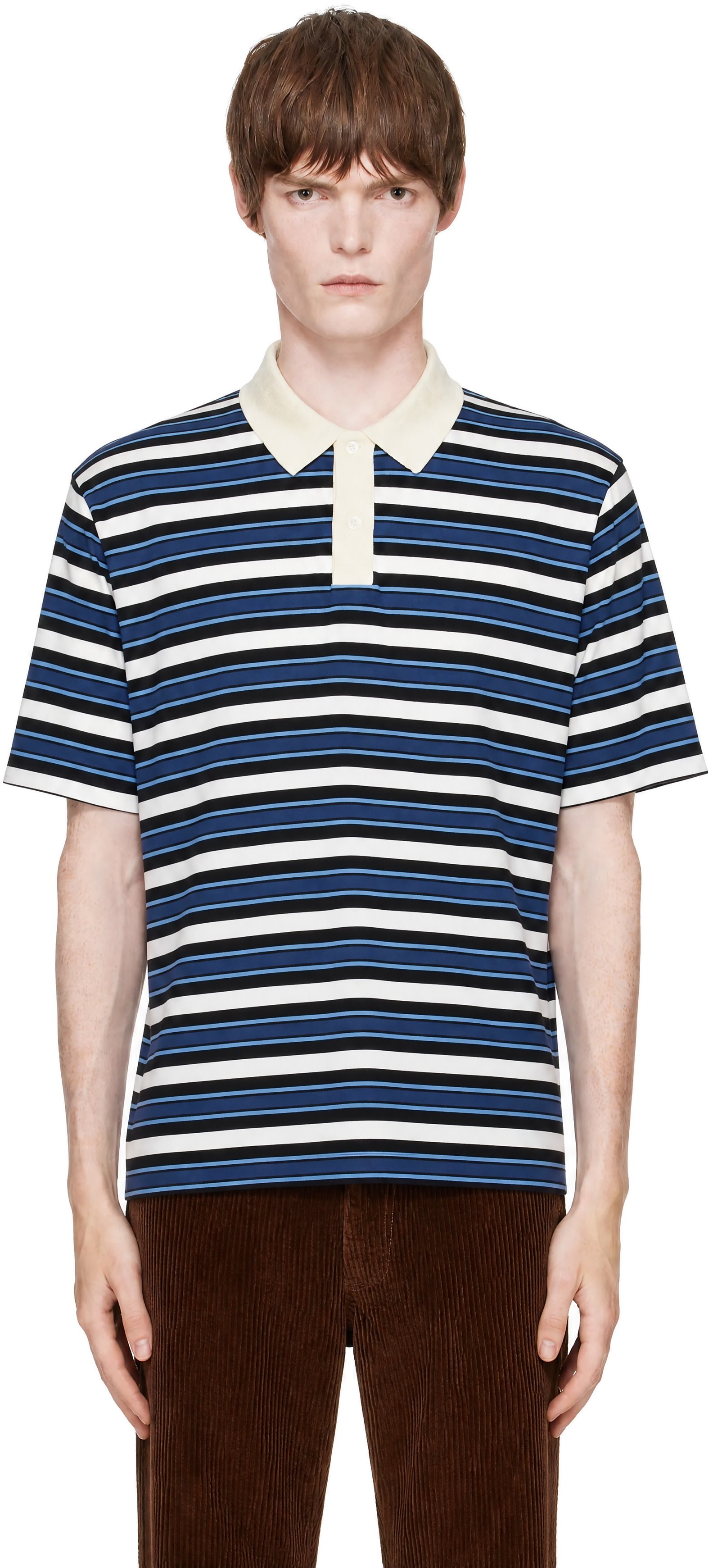 Marni - Black & Blue Stripe Polo