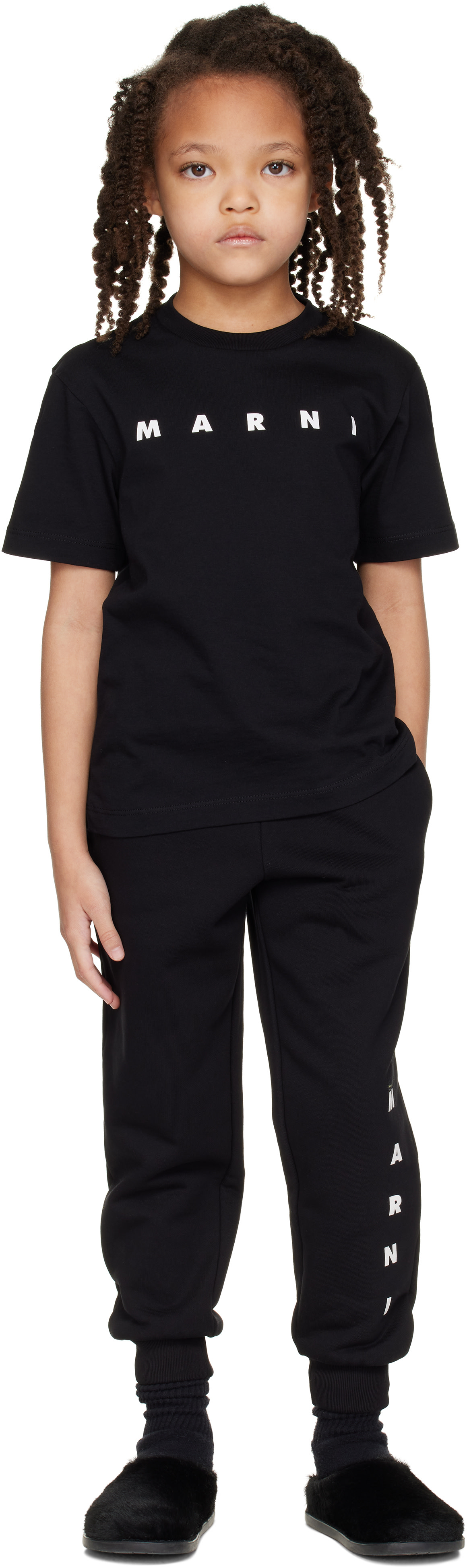 marni  キッズTシャツ Marni: Kids Black Cotton Logo T-shirt | SSENSE