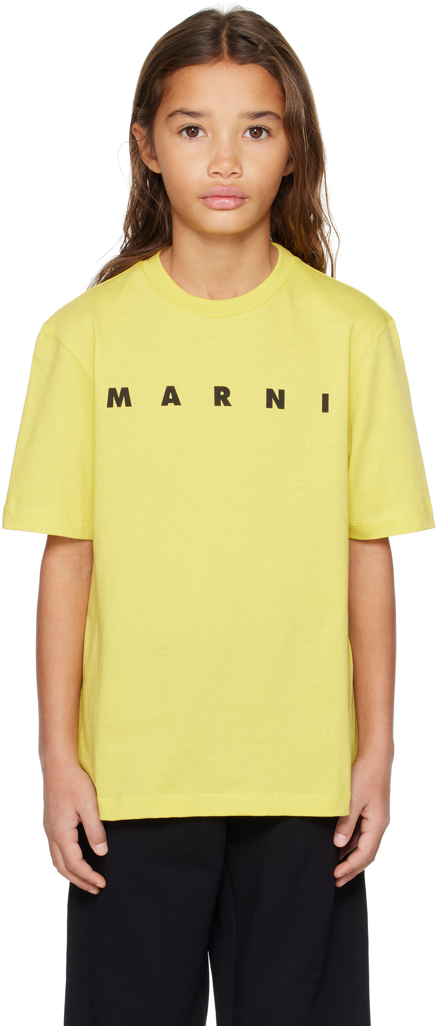 Marni: Kids Yellow Cotton Logo T-shirt | SSENSE